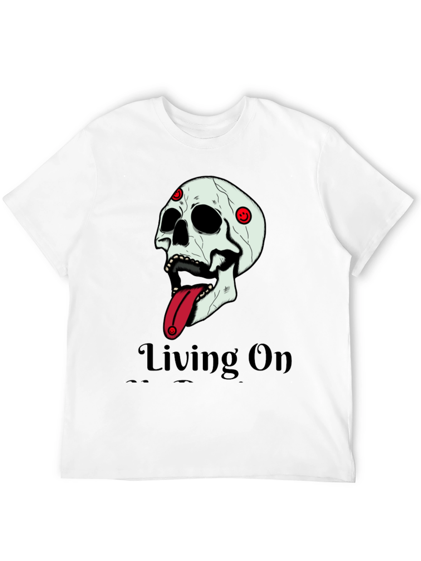 Living On T-Shirt: Skull Tongue Graphic Tee