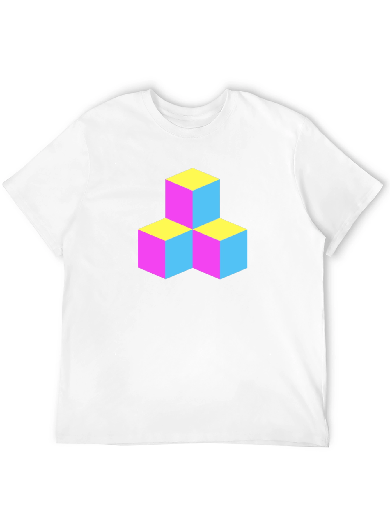 Geometric 3D Cube Graphic Tee - Black