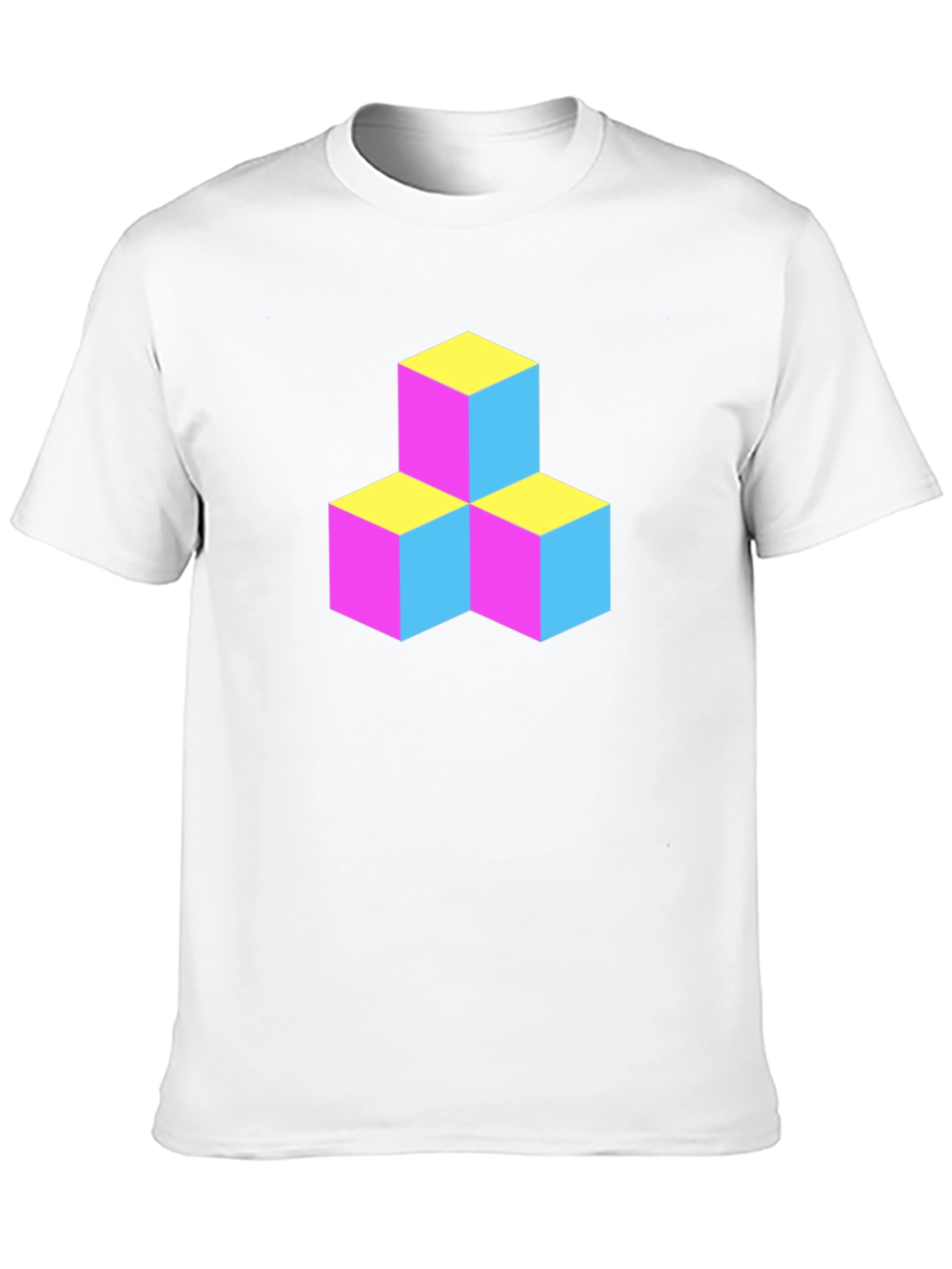 Geometric 3D Cube Graphic Tee - Black