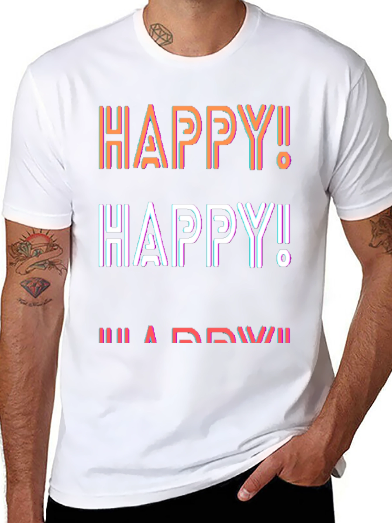 Happy Graphic T-Shirt - Mens Casual Tee