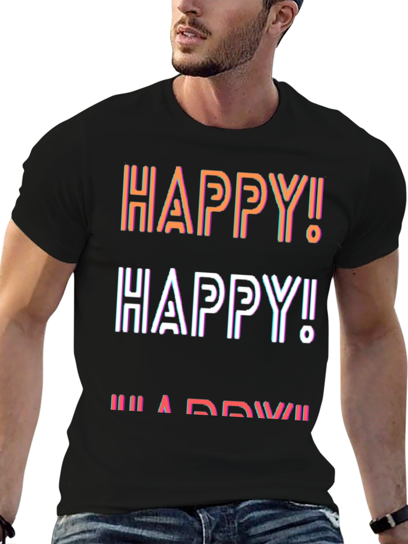 Happy Graphic T-Shirt - Mens Casual Tee