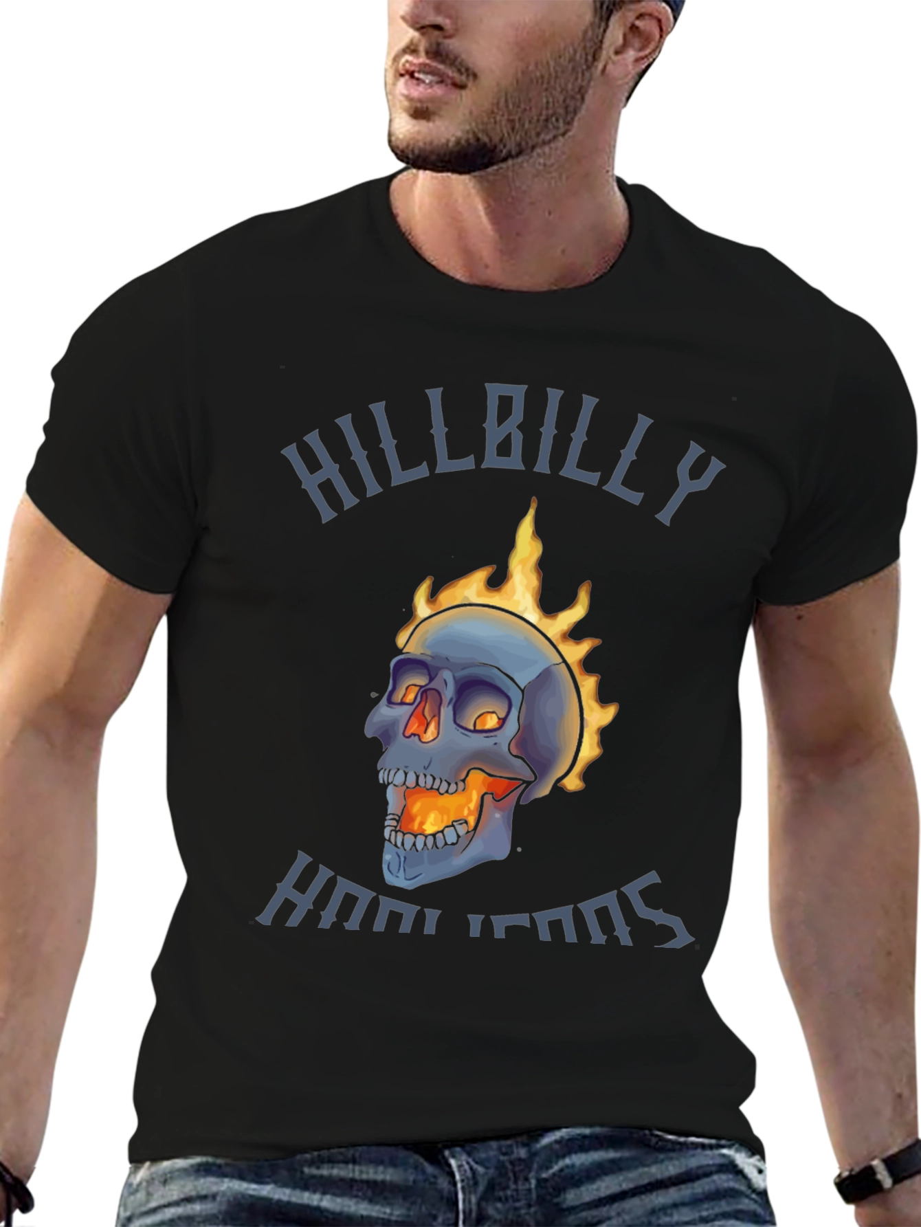 Hillbilly Hooligans Flaming Skull T-Shirt