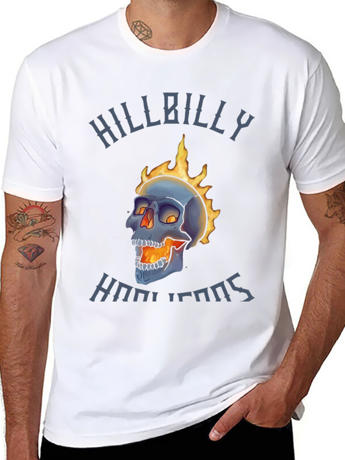 Hillbilly Hooligans Flaming Skull T-Shirt