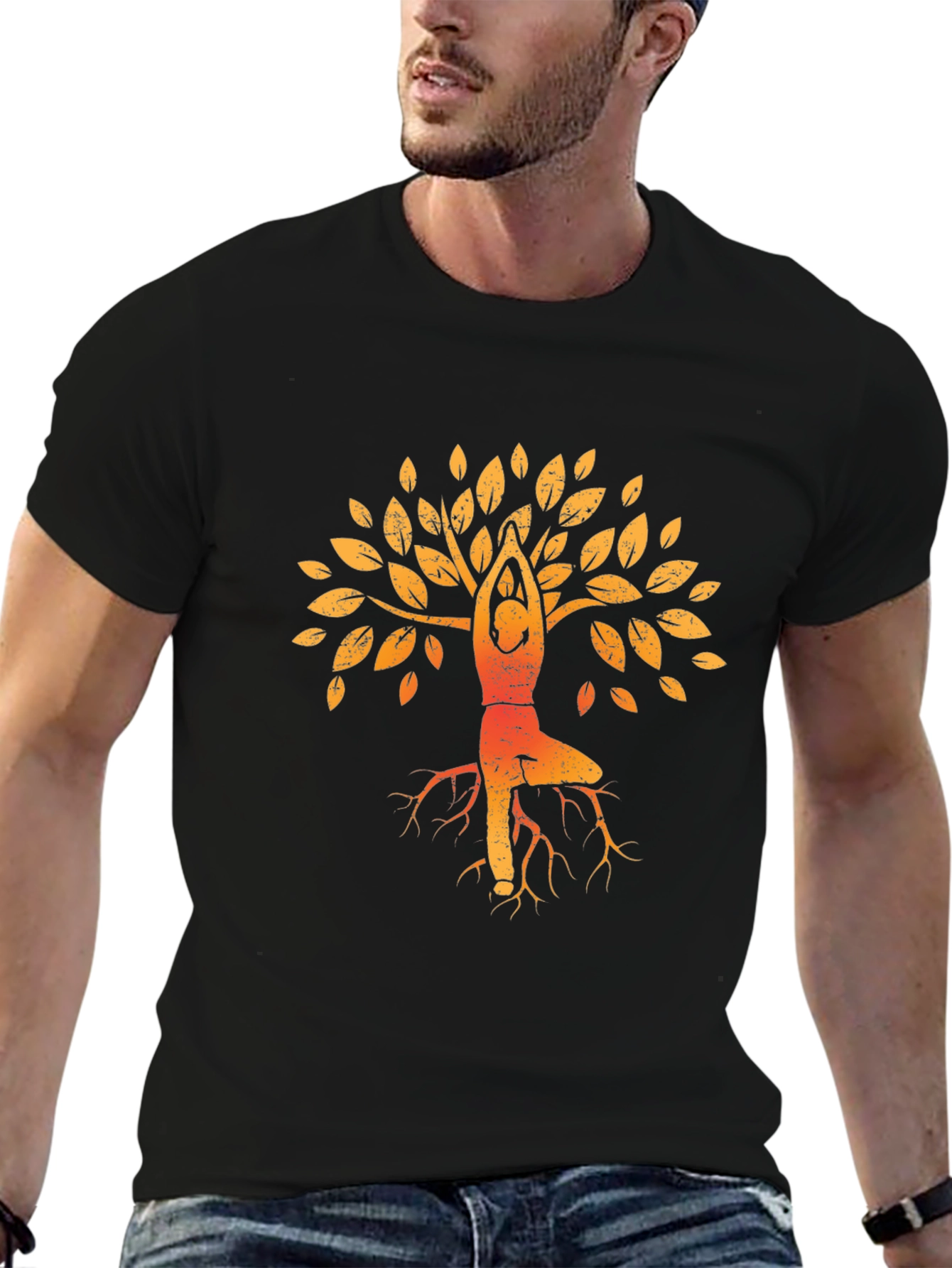 Yoga Tree Graphic Tee - Zen Style Black T-Shirt