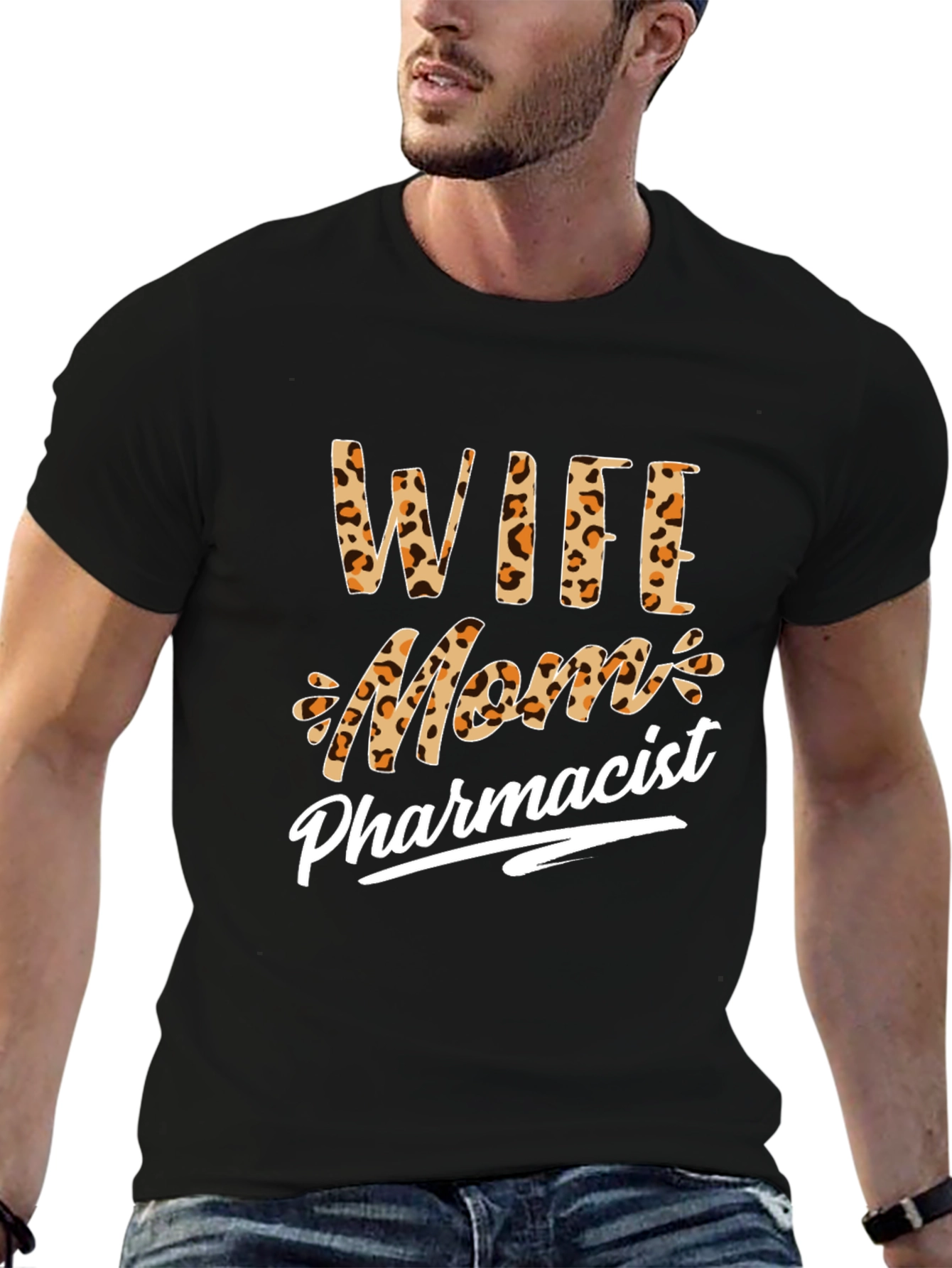 Wife Mom Pharmacist Leopard Print T-Shirt