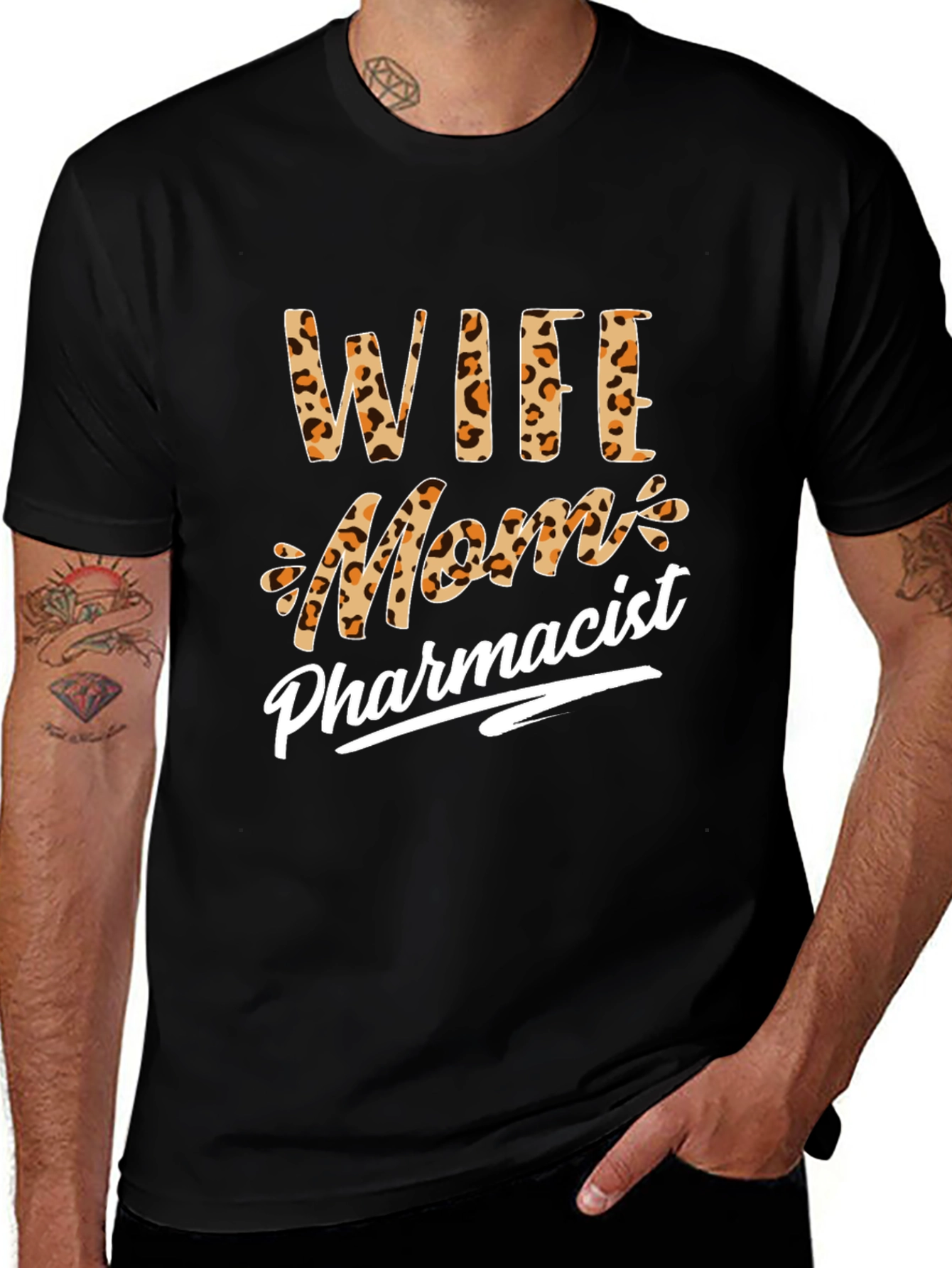 Wife Mom Pharmacist Leopard Print T-Shirt
