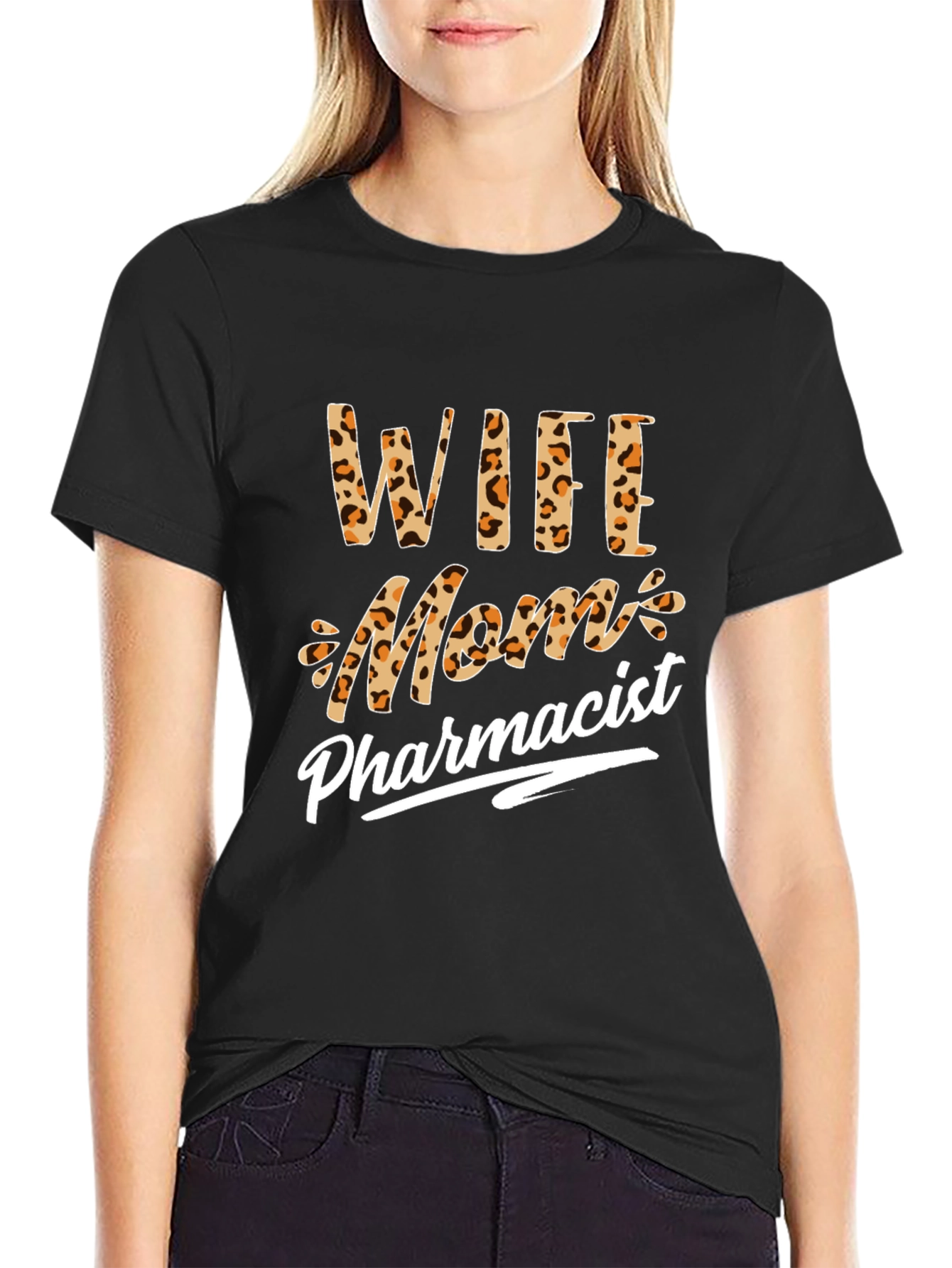 Wife Mom Pharmacist Leopard Print T-Shirt