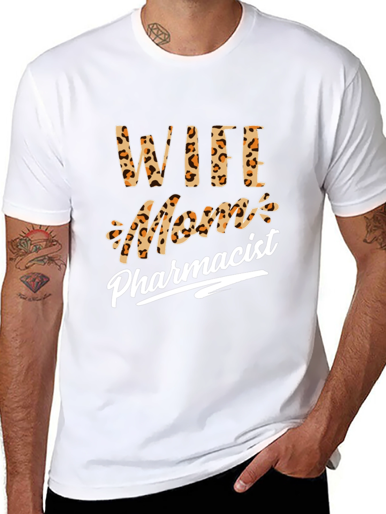 Wife Mom Pharmacist Leopard Print T-Shirt