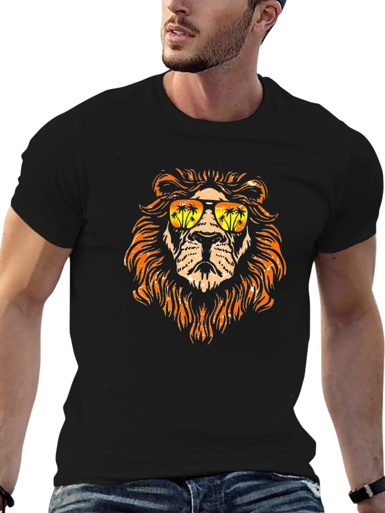 Cool Lion Graphic Tee - Tropical Vibes