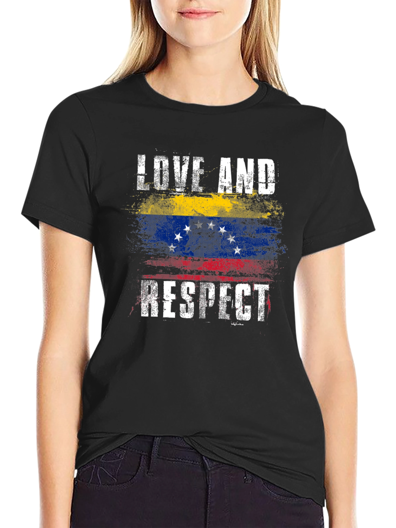 Venezuela Flag Love and Respect Graphic T-Shirt