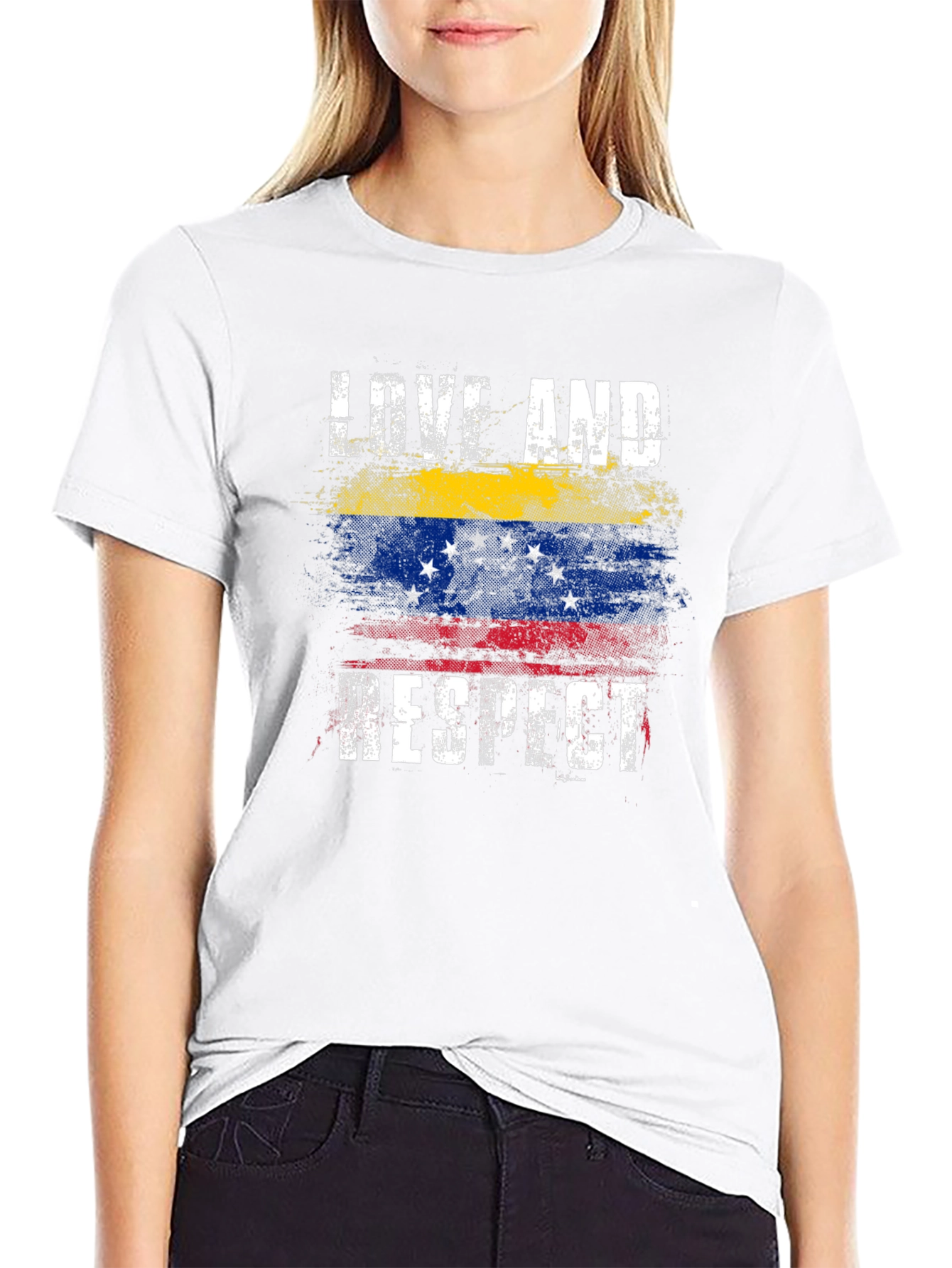 Venezuela Flag Love and Respect Graphic T-Shirt