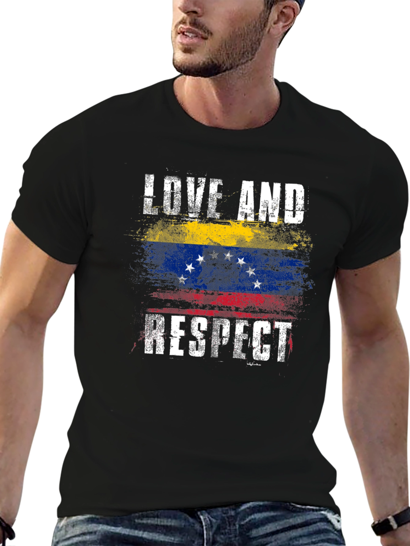 Venezuela Flag Love and Respect Graphic T-Shirt