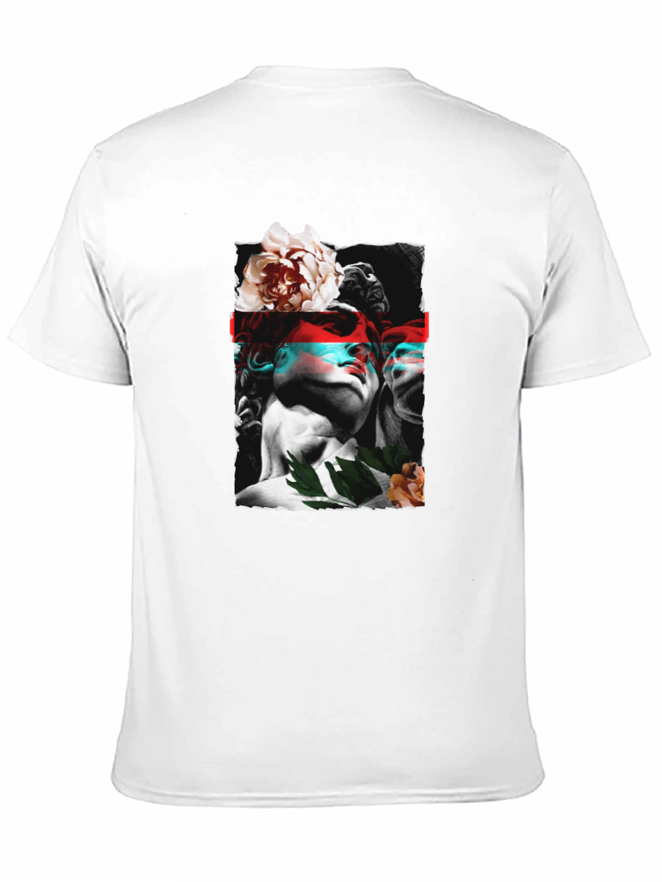 Statue & Floral Graphic Print Black T-Shirt