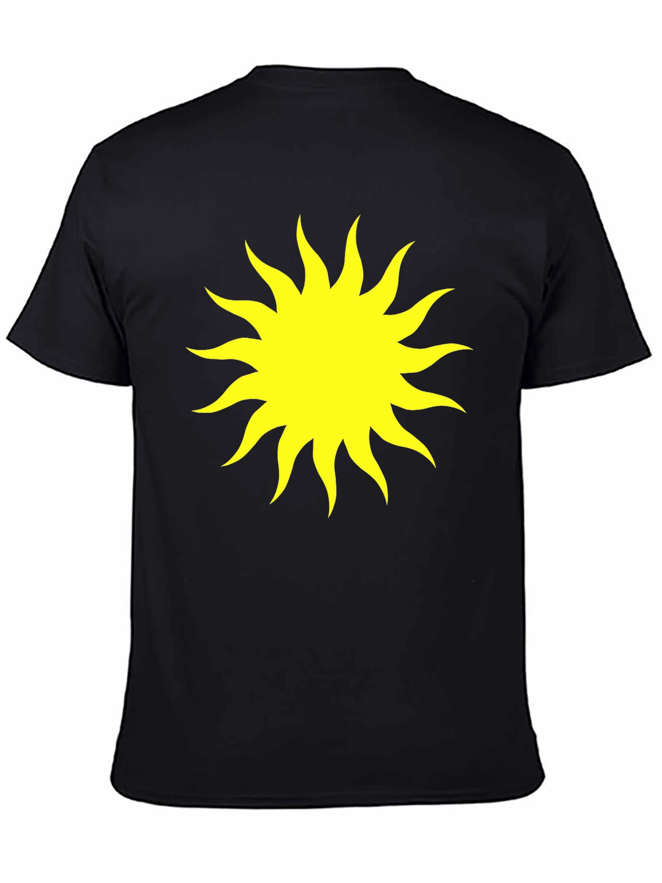 Black T-Shirt with Yellow Sun Graphic
