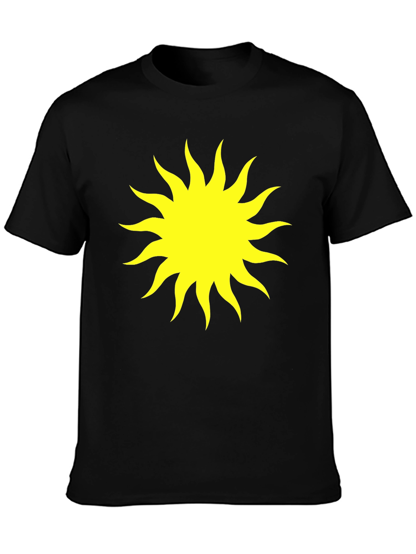 Black T-Shirt with Yellow Sun Graphic