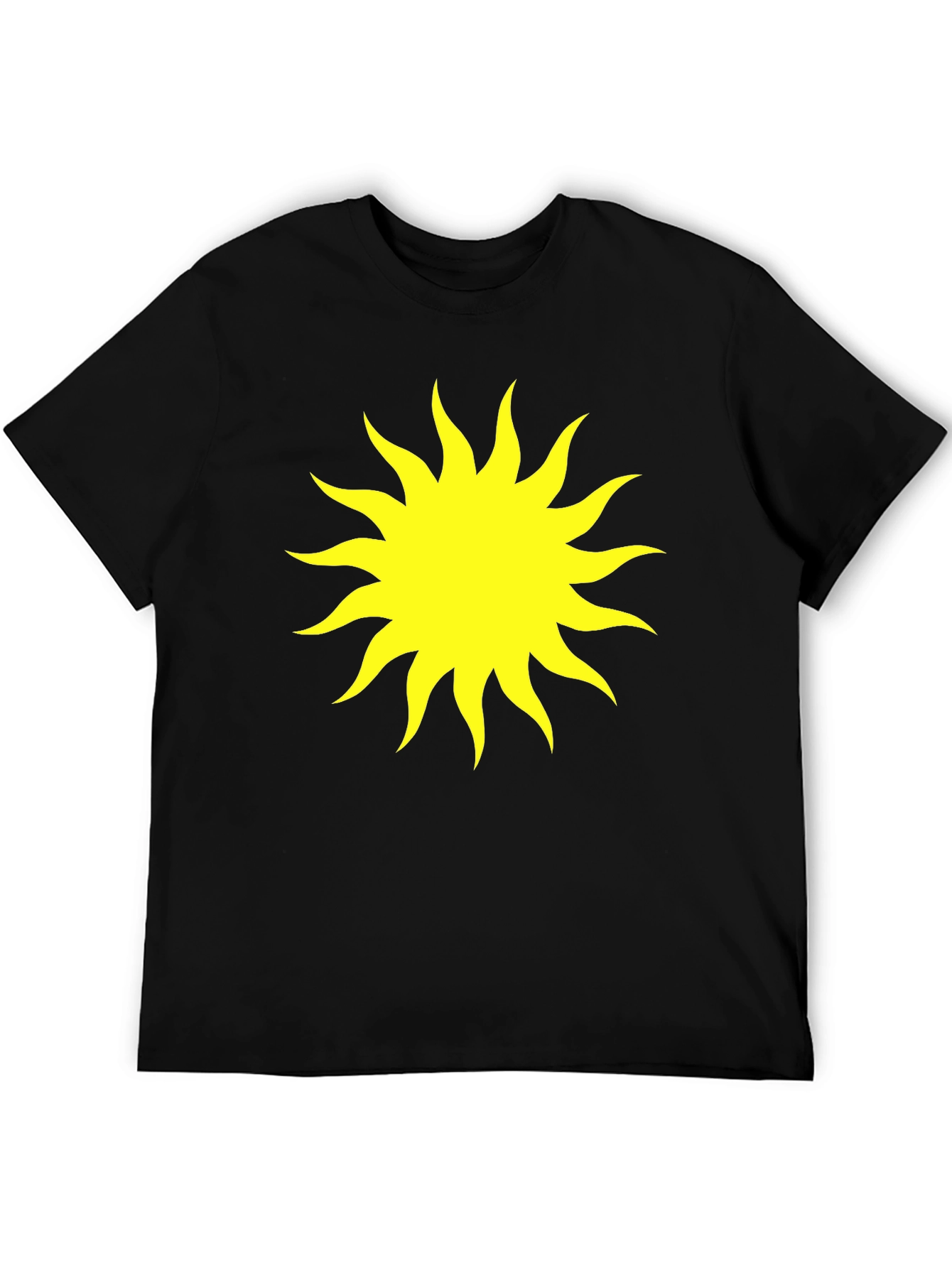 Black T-Shirt with Yellow Sun Graphic