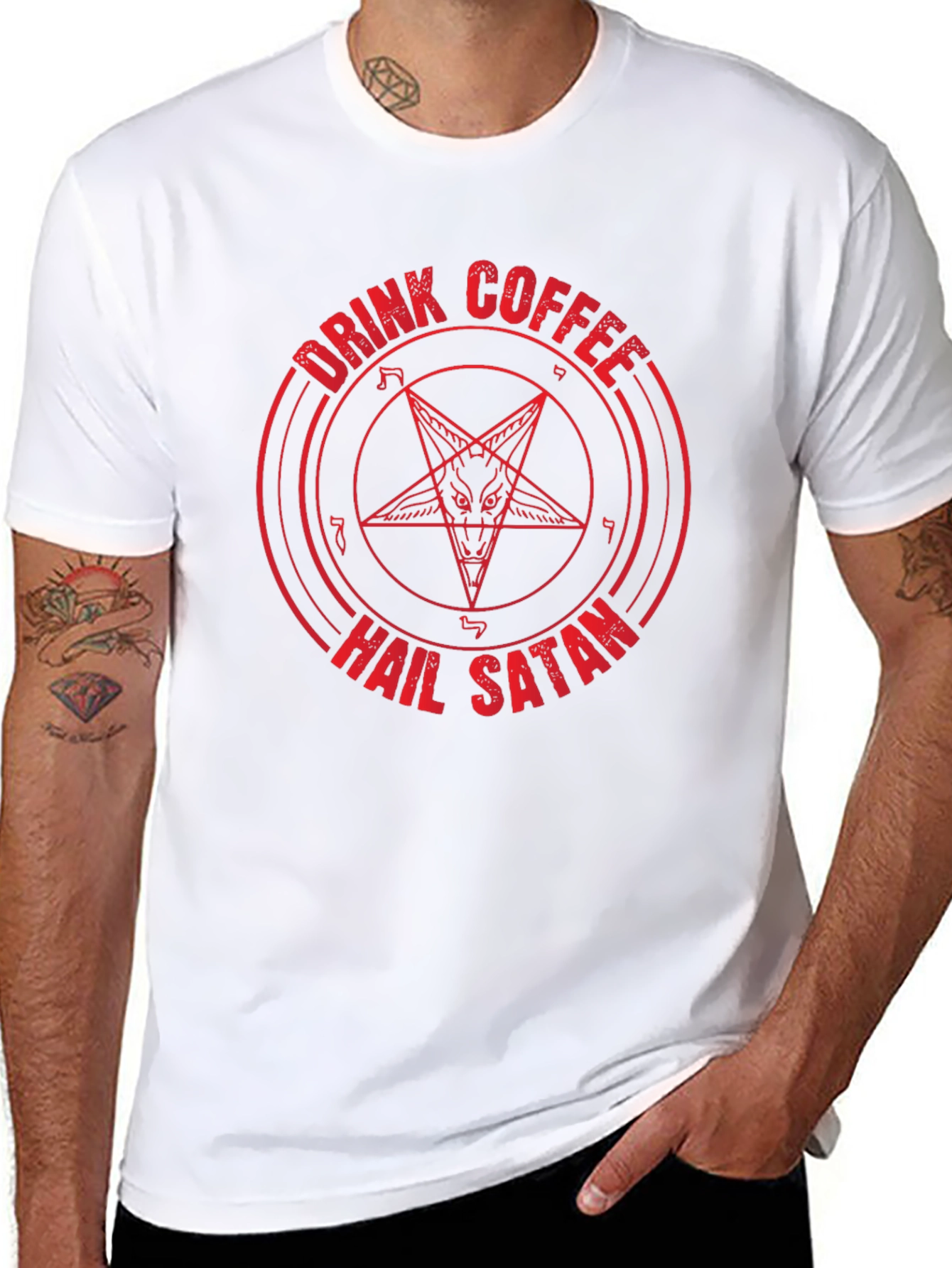 Drink Coffee Hail Satan Graphic Tee