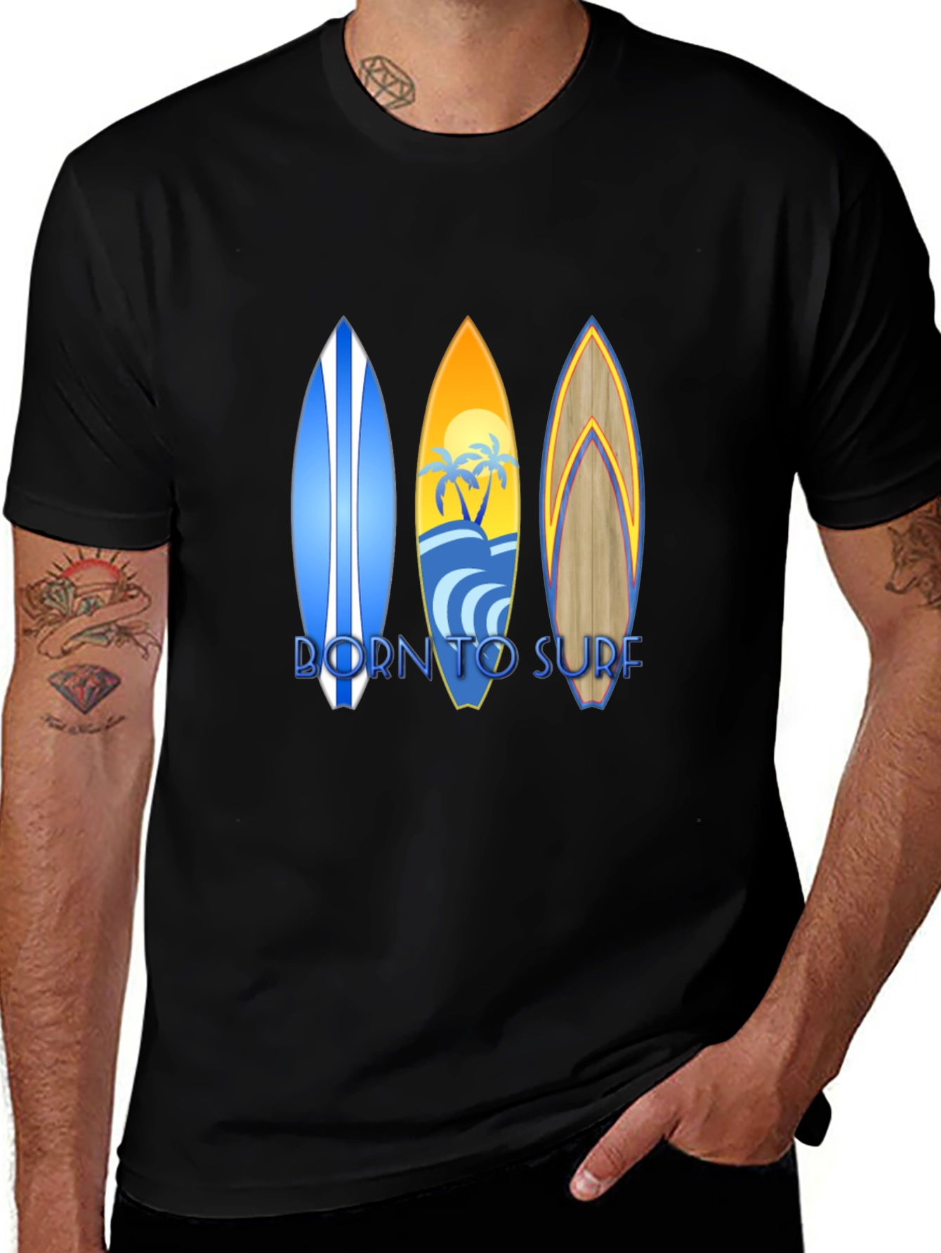 Born to Surf Graphic T-Shirt - Black