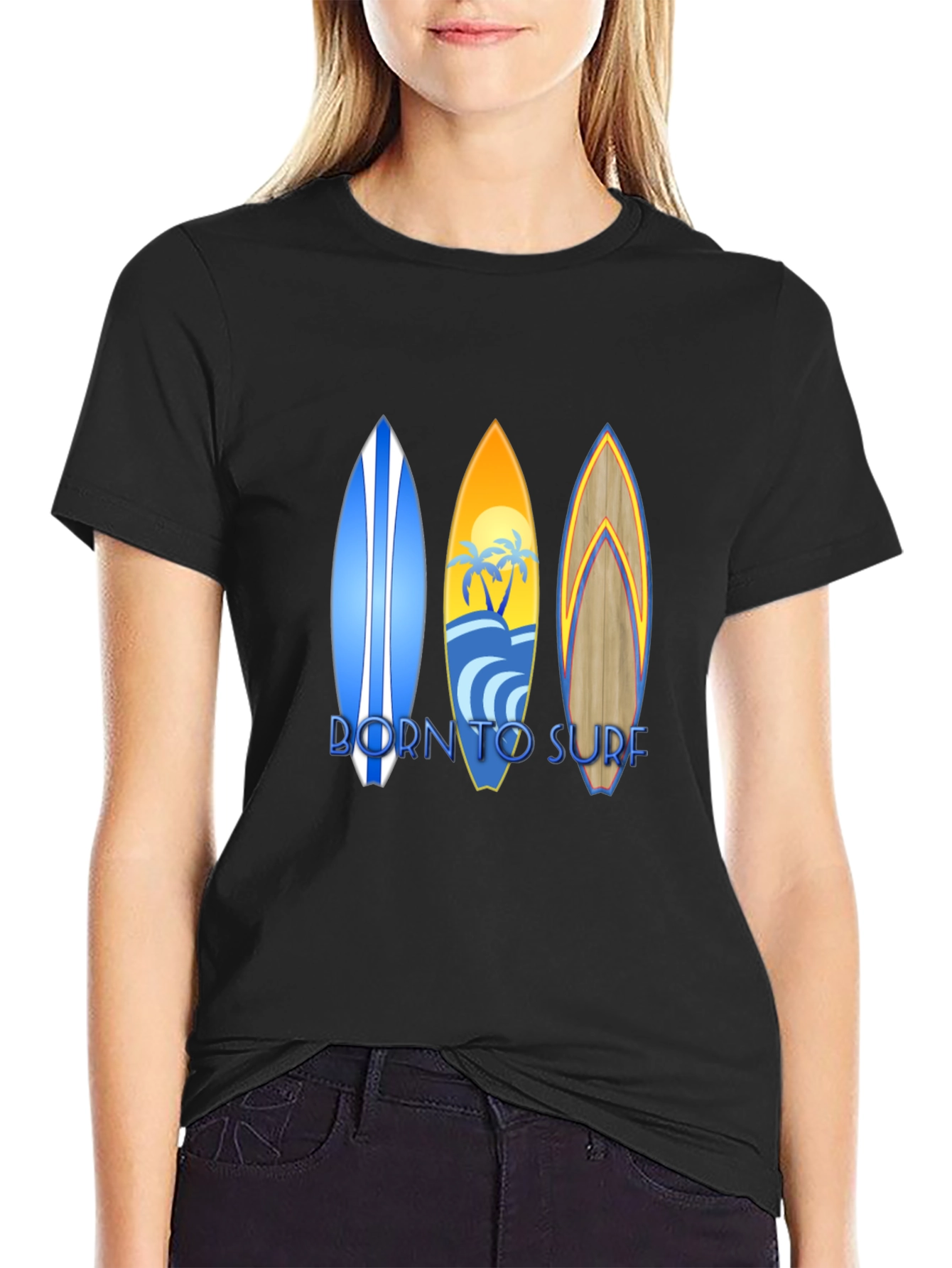 Born to Surf Graphic T-Shirt - Black