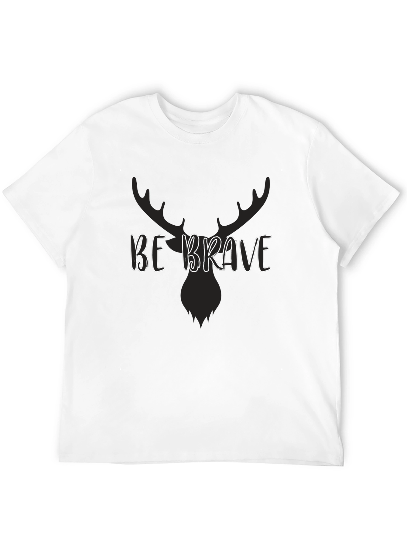 Be Brave Moose Graphic Tee - Black Cotton T-Shirt