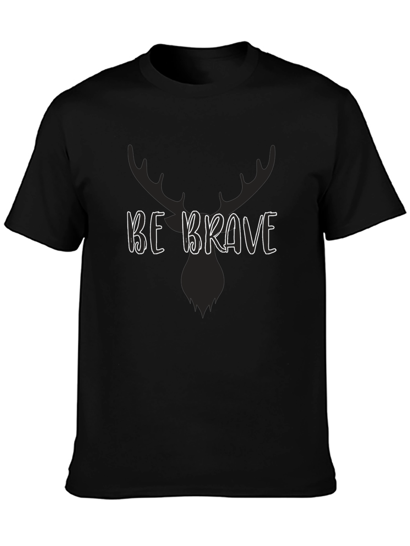 Be Brave Moose Graphic Tee - Black Cotton T-Shirt