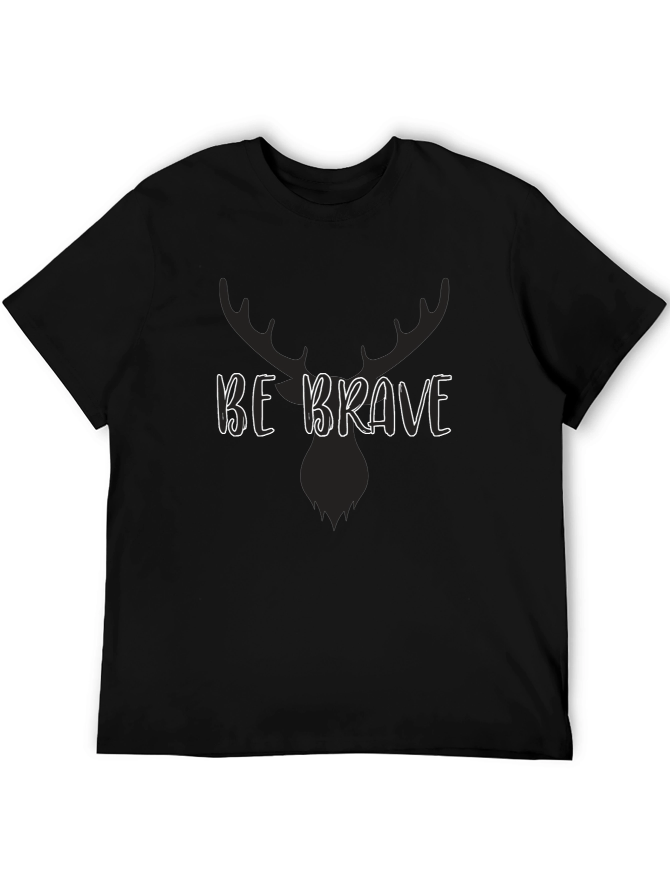 Be Brave Moose Graphic Tee - Black Cotton T-Shirt