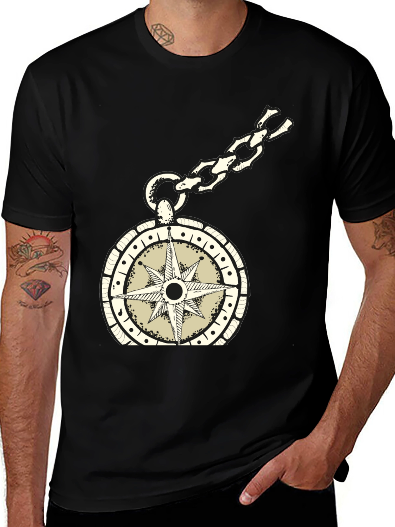 Compass Pendant Black T-Shirt