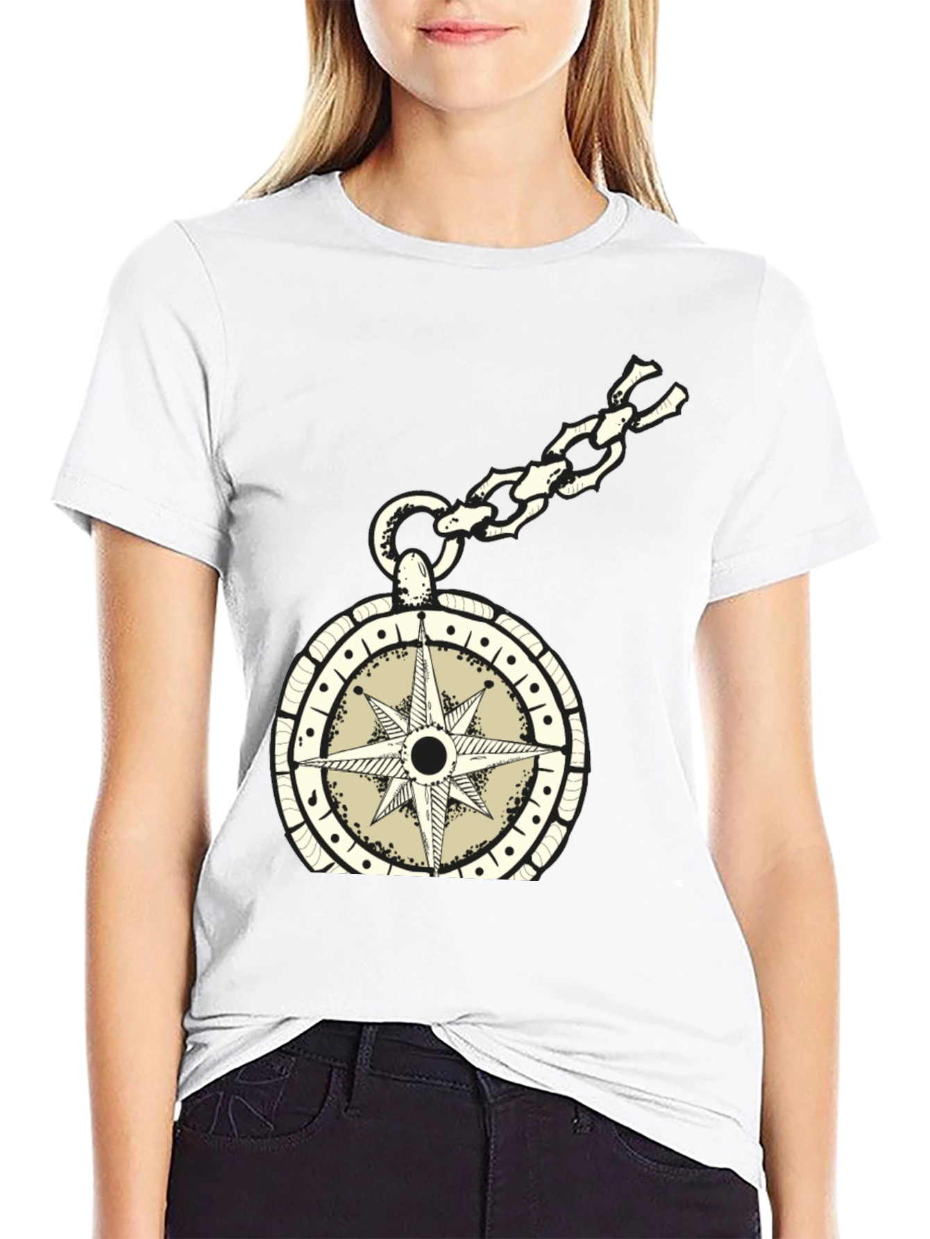 Compass Pendant Black T-Shirt
