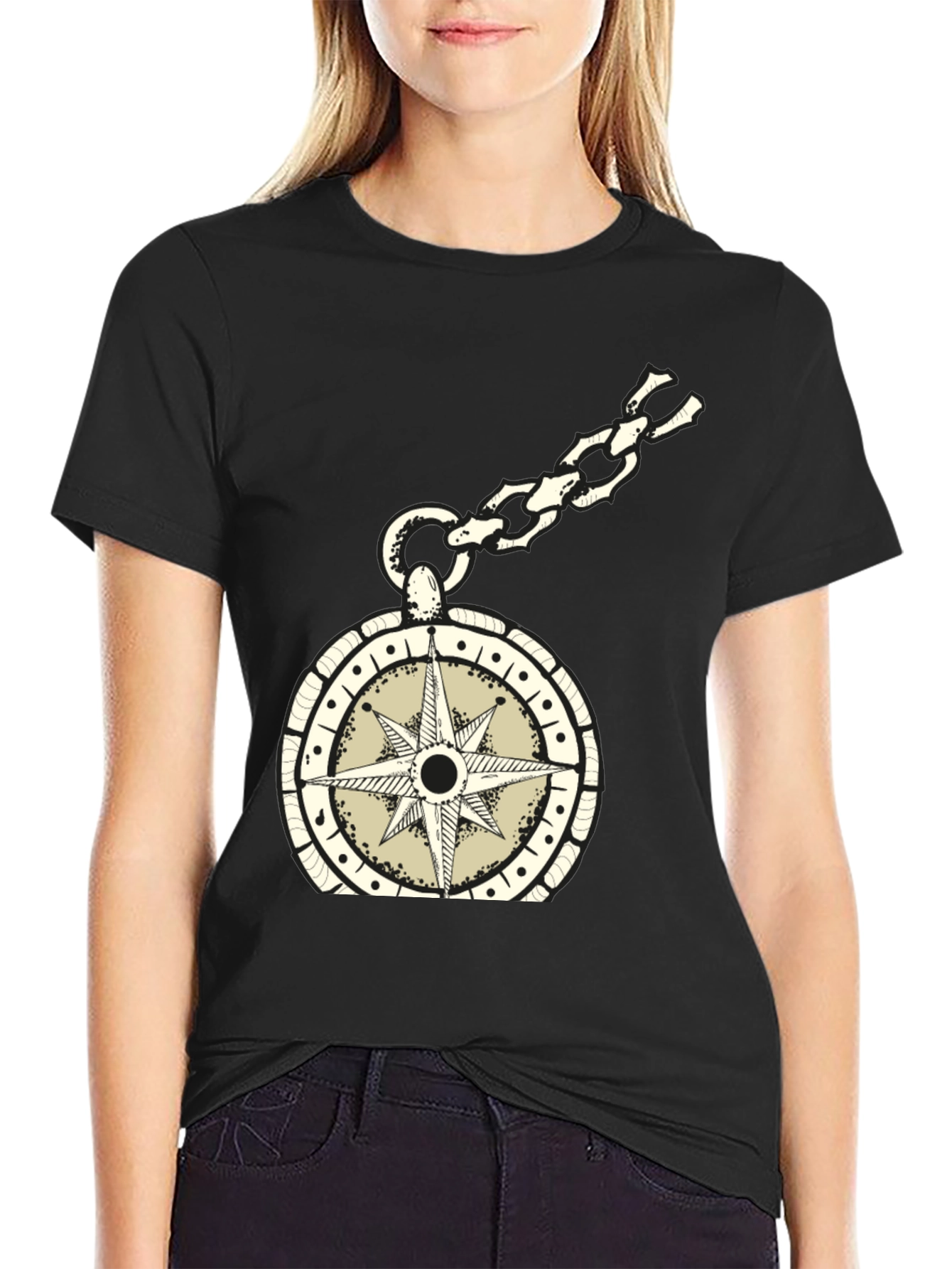 Compass Pendant Black T-Shirt