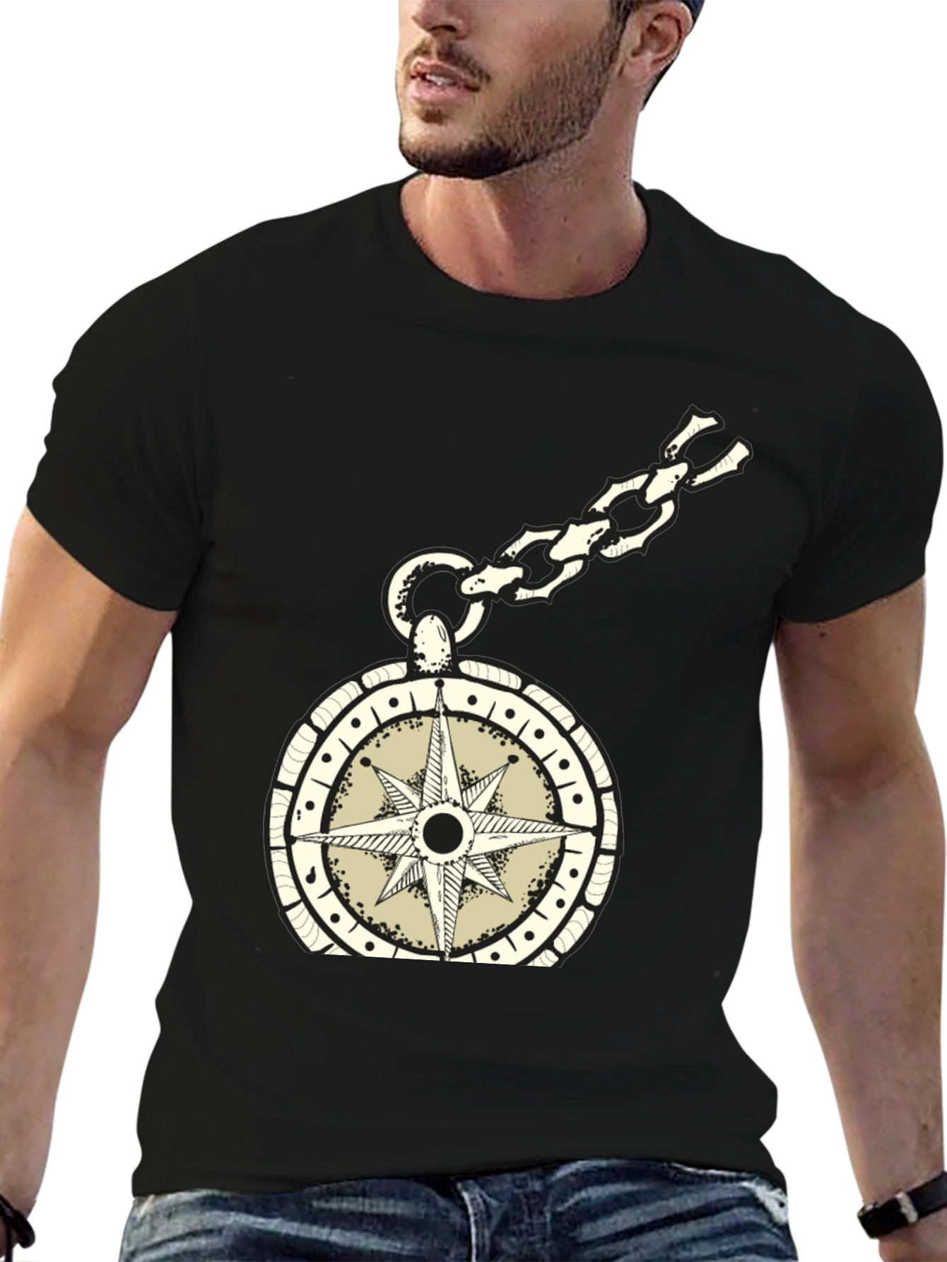 Compass Pendant Black T-Shirt