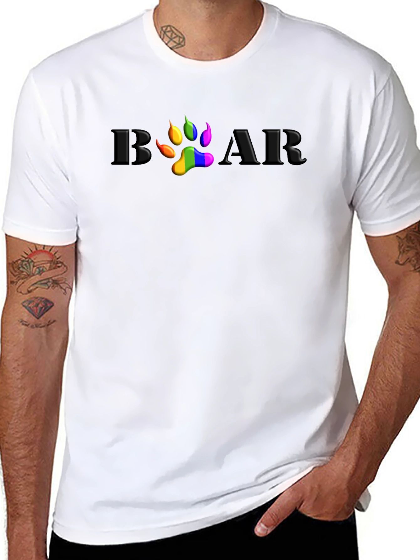 Rainbow Pride Bear Paw T-Shirt
