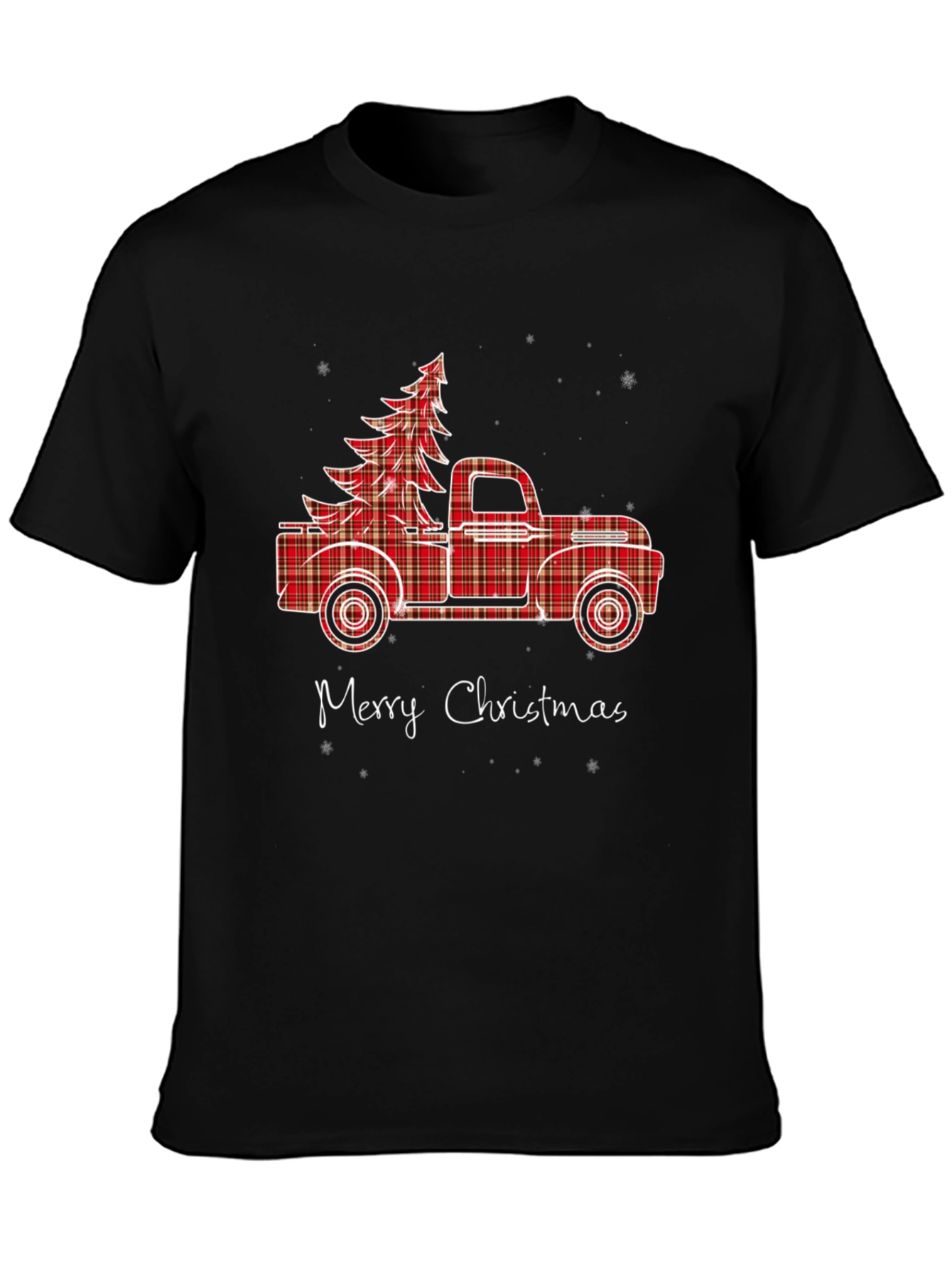 Merry Christmas Plaid Truck Graphic Tee