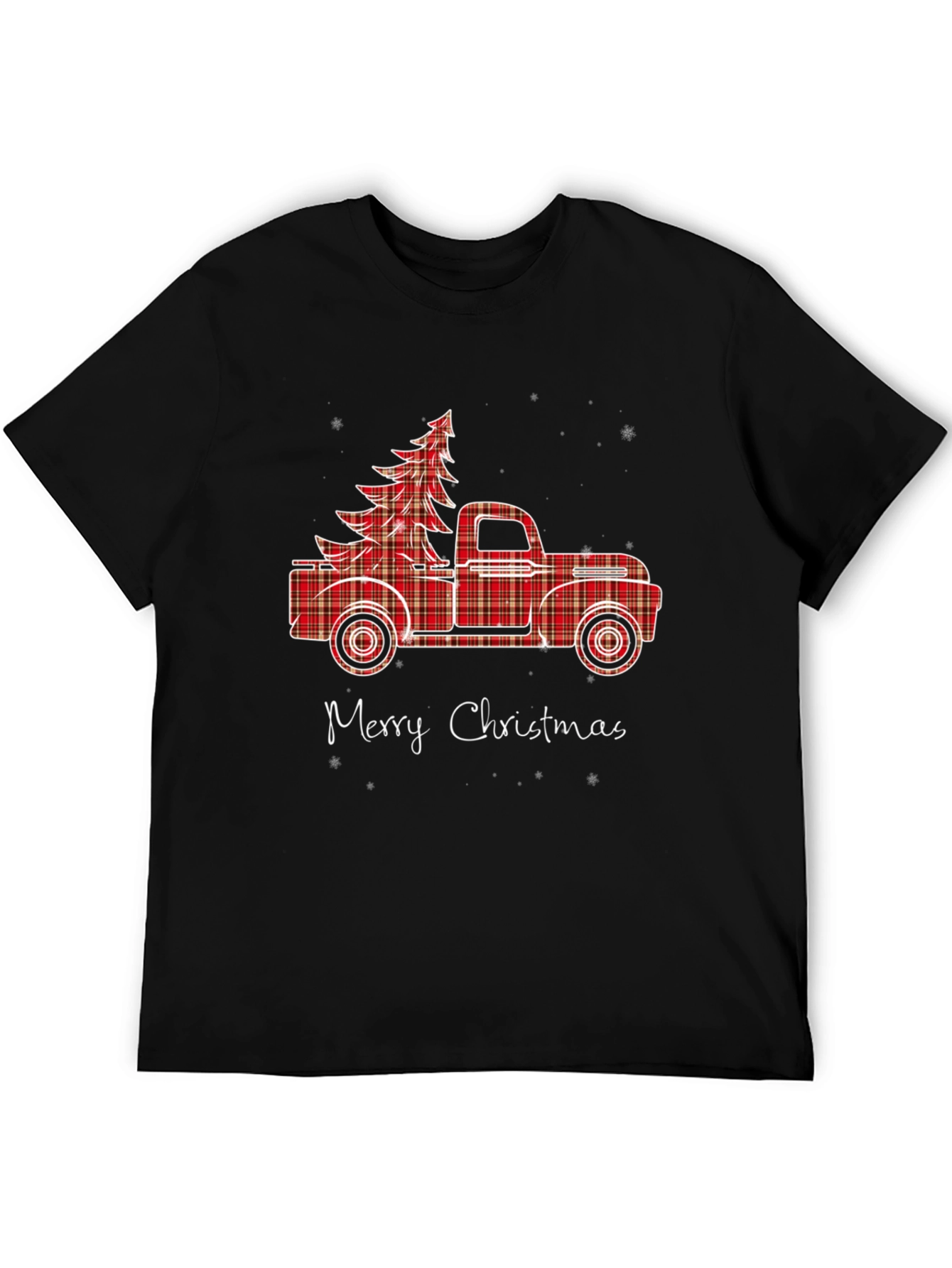Merry Christmas Plaid Truck Graphic Tee