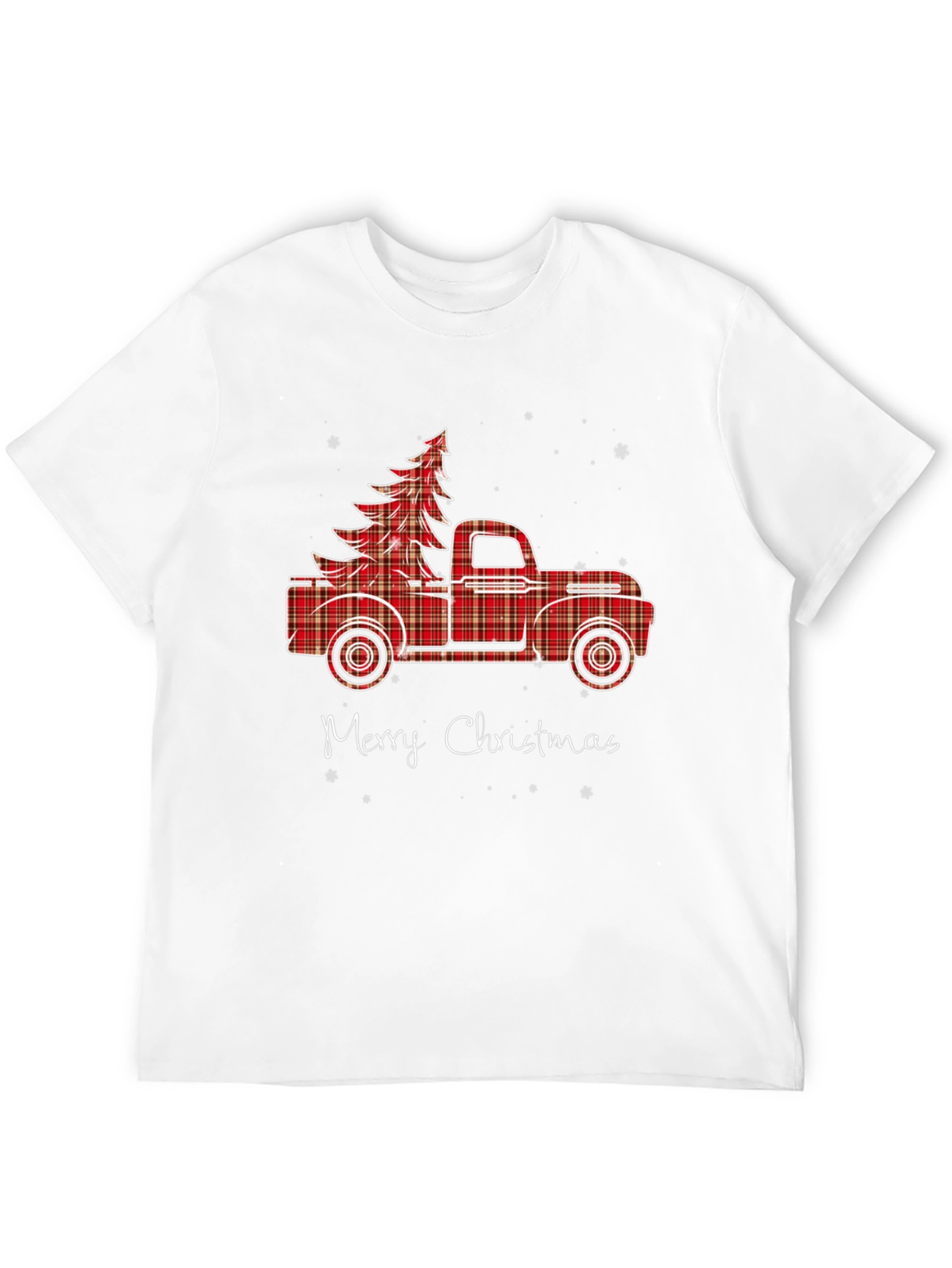 Merry Christmas Plaid Truck Graphic Tee