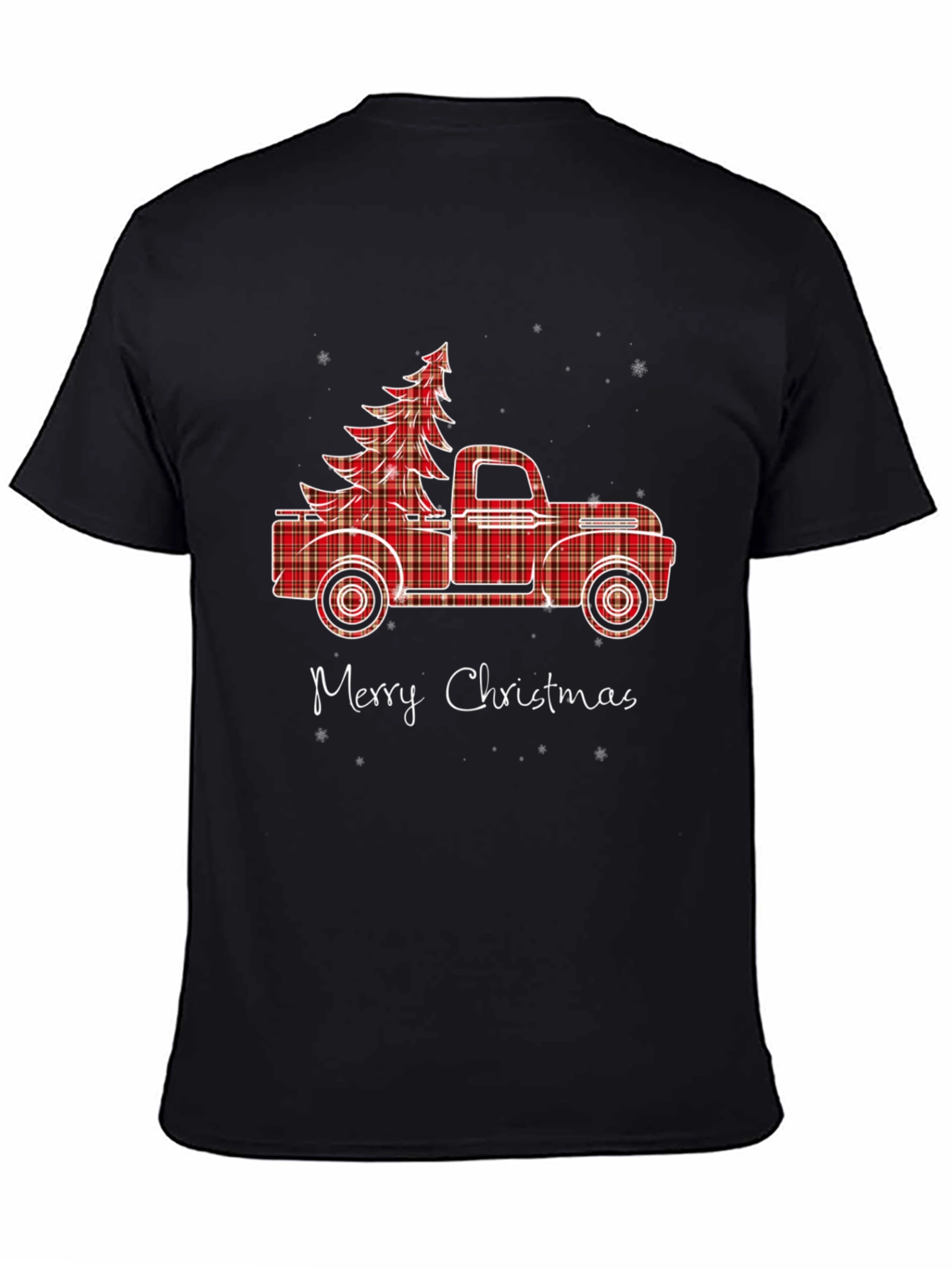 Merry Christmas Plaid Truck Graphic Tee