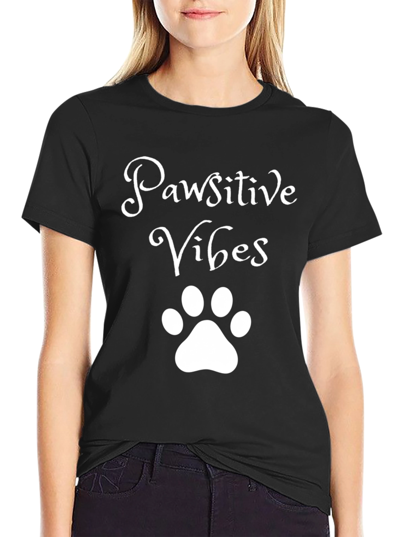 Pawsitive Vibes Black Graphic Tee