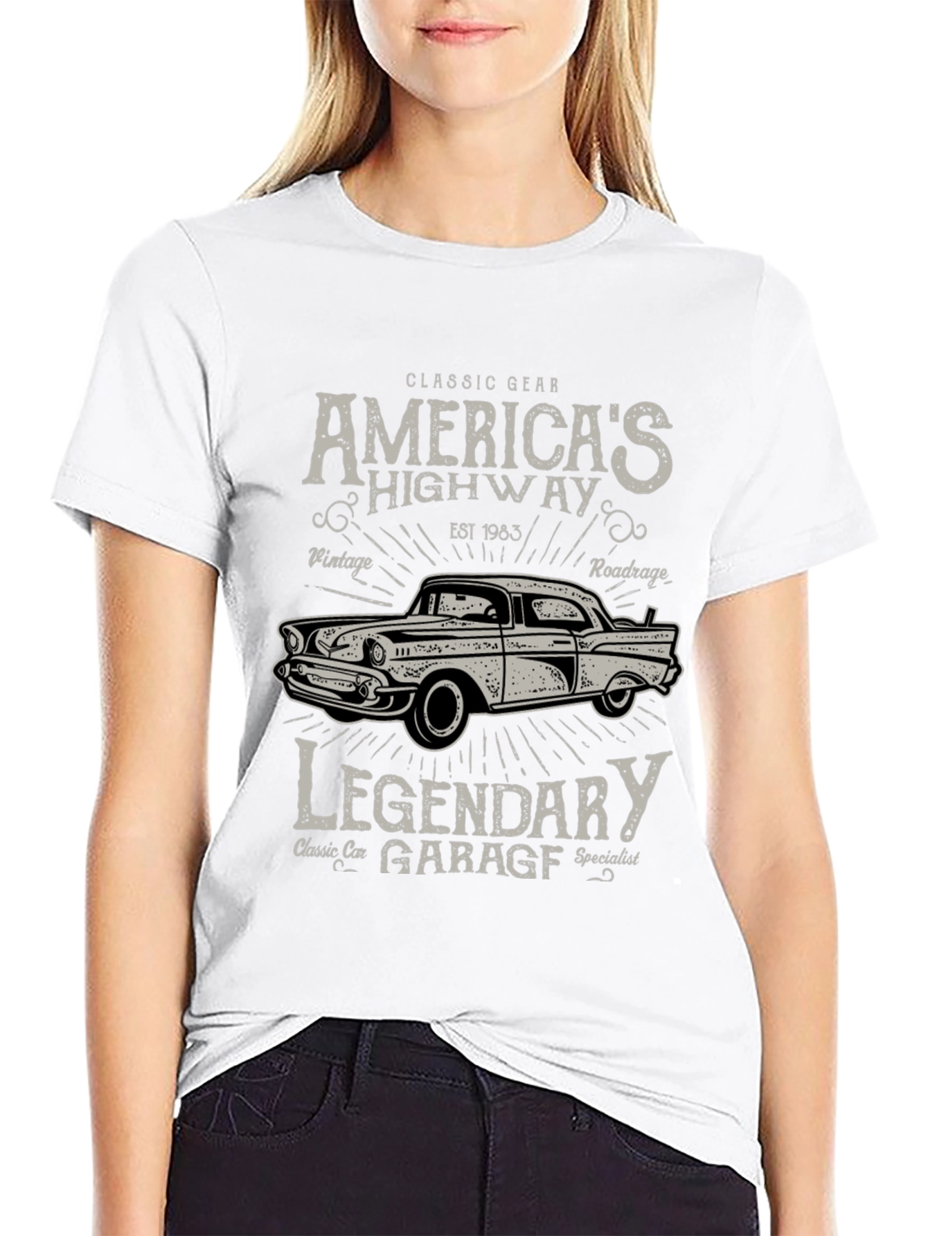 Classic Car Garage Tee - Americas Highway T-Shirt