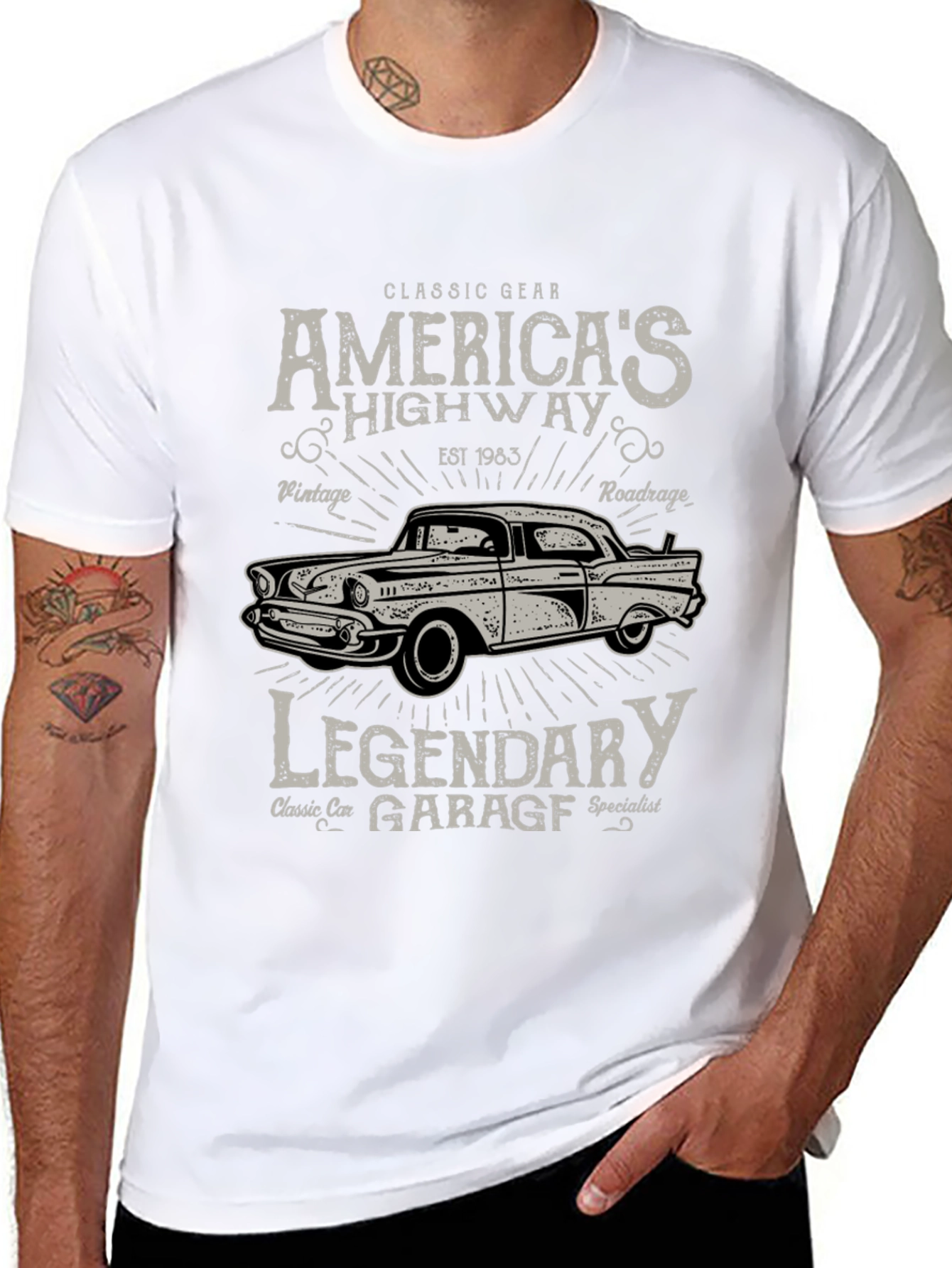 Classic Car Garage Tee - Americas Highway T-Shirt