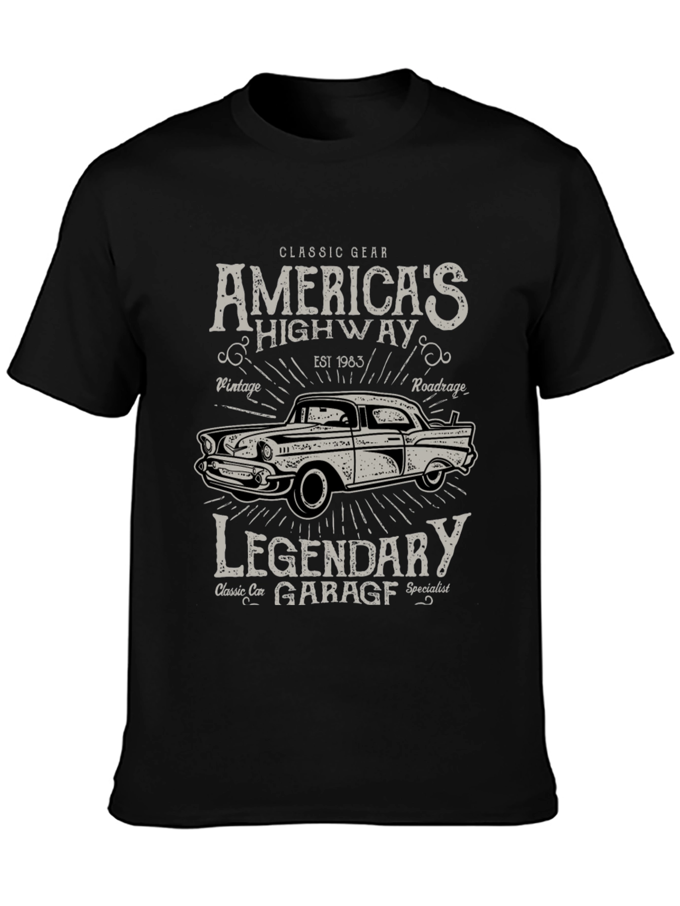Classic Car Garage Tee - Americas Highway T-Shirt
