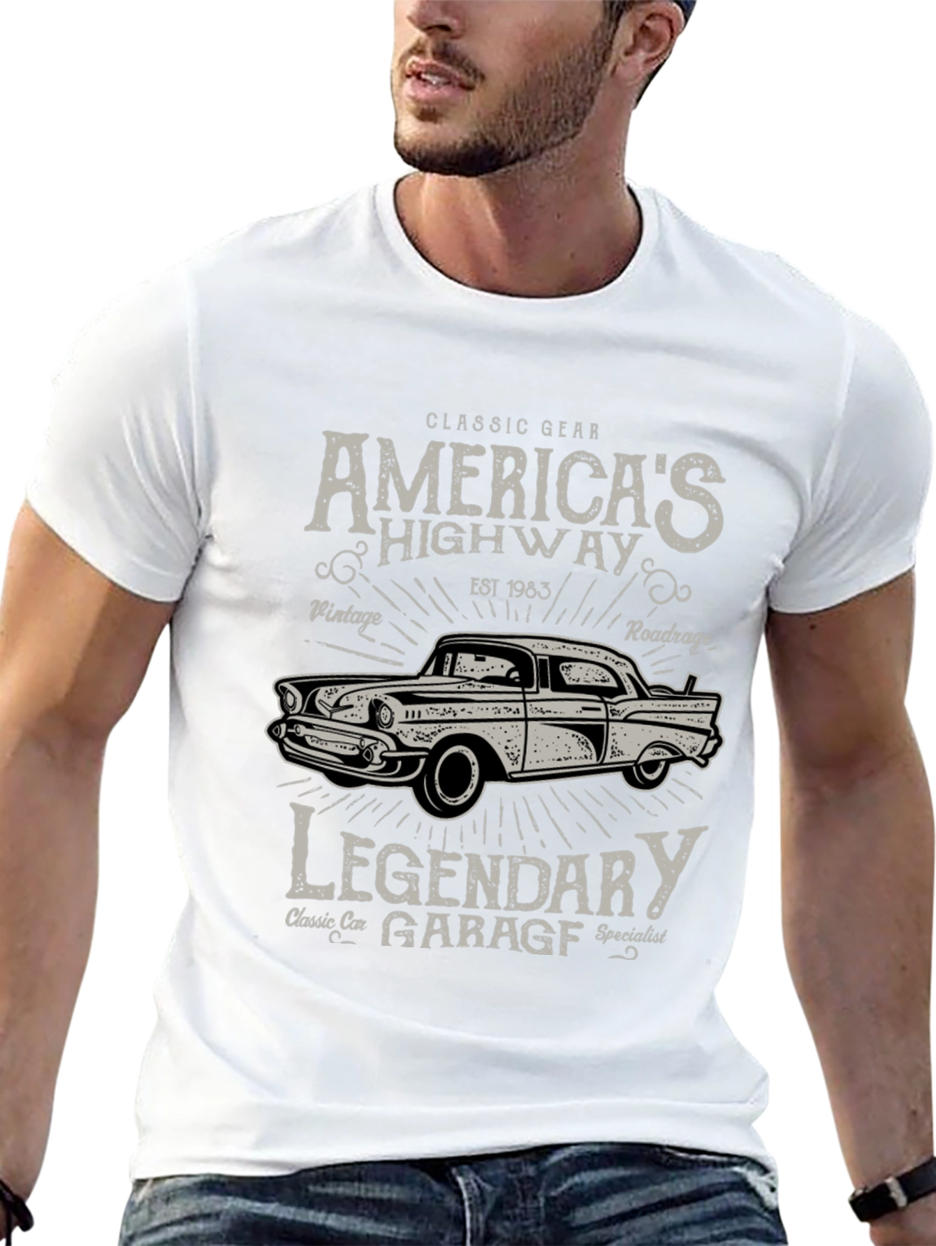 Classic Car Garage Tee - Americas Highway T-Shirt