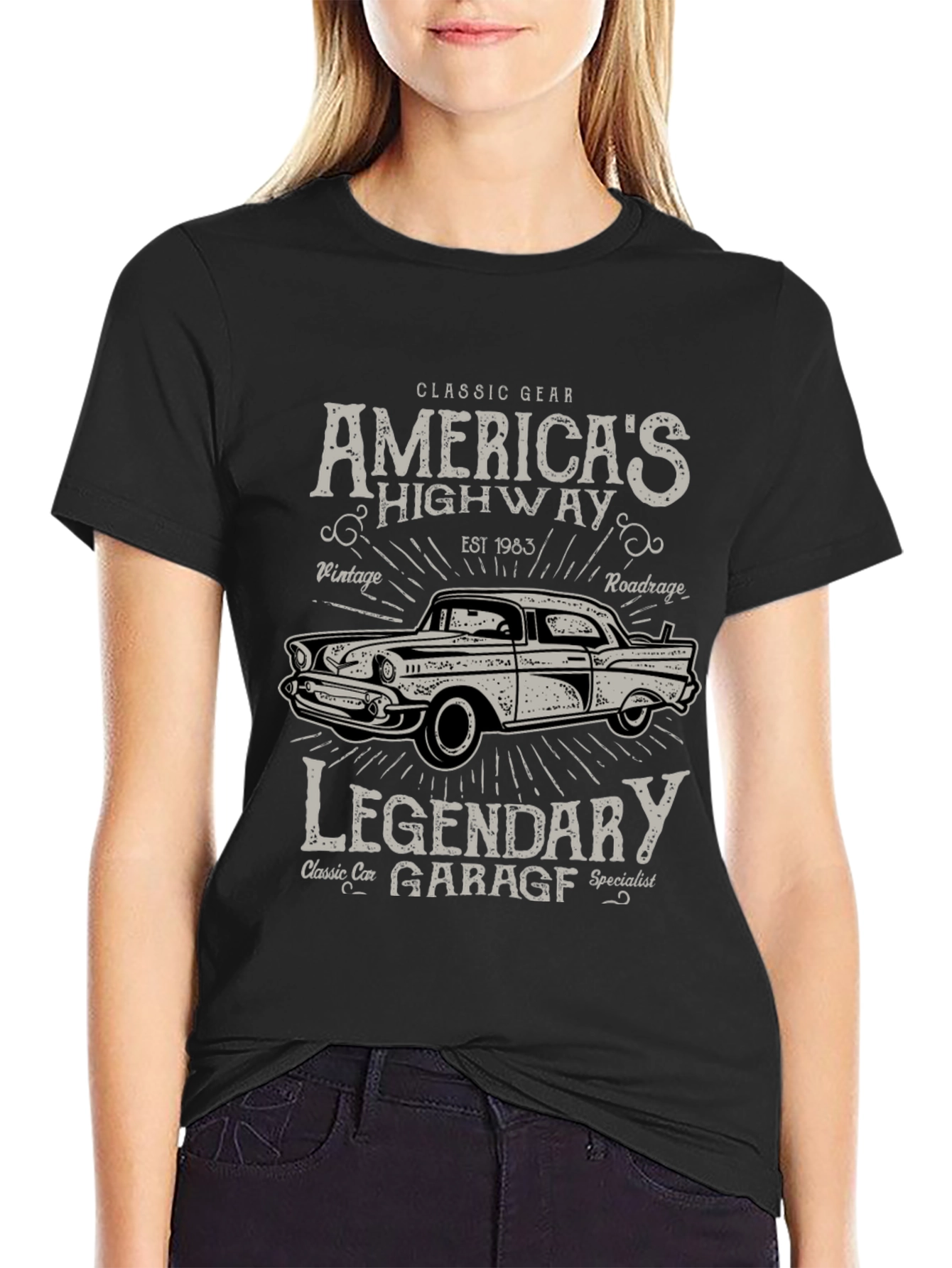 Classic Car Garage Tee - Americas Highway T-Shirt