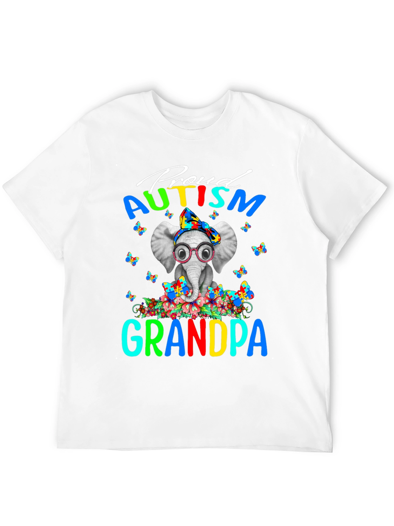 Proud Autism Grandpa T-Shirt Elephant Design