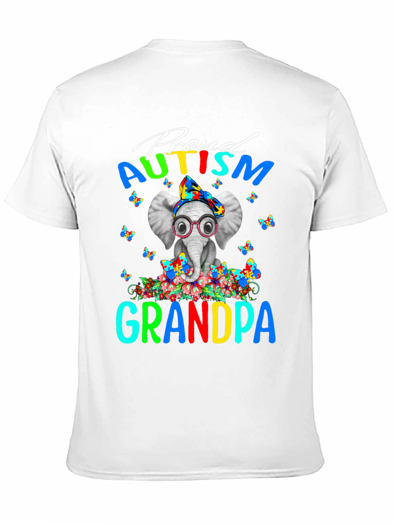 Proud Autism Grandpa T-Shirt Elephant Design