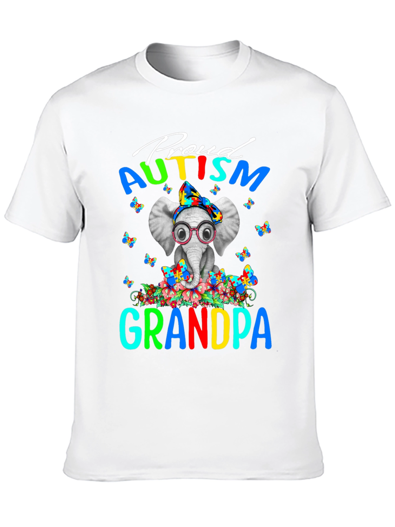 Proud Autism Grandpa T-Shirt Elephant Design