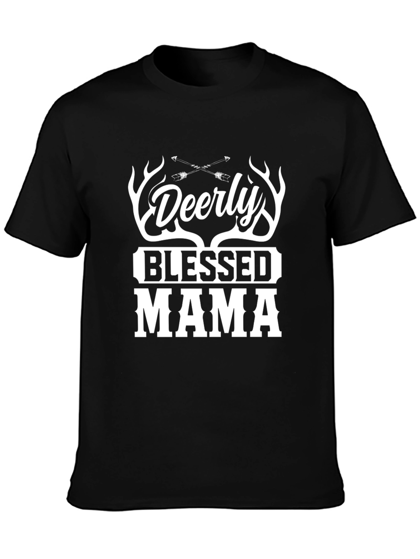Deerly Blessed Mama Graphic Tee - Black T-Shirt