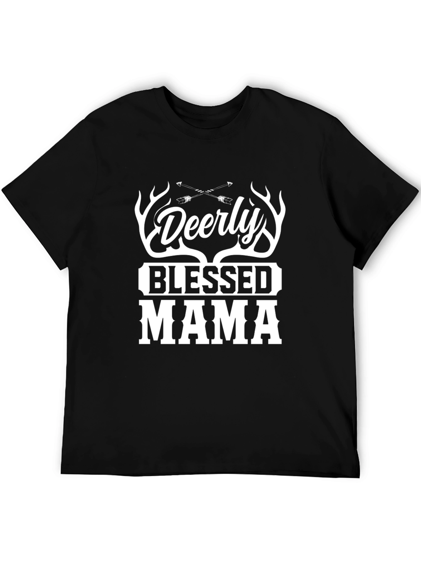 Deerly Blessed Mama Graphic Tee - Black T-Shirt