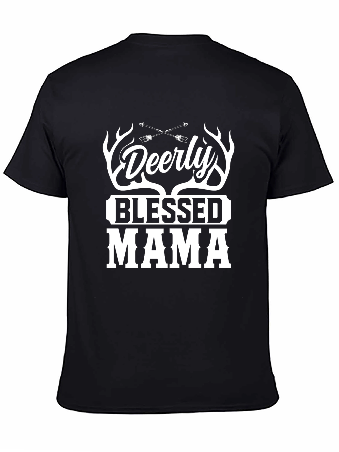 Deerly Blessed Mama Graphic Tee - Black T-Shirt