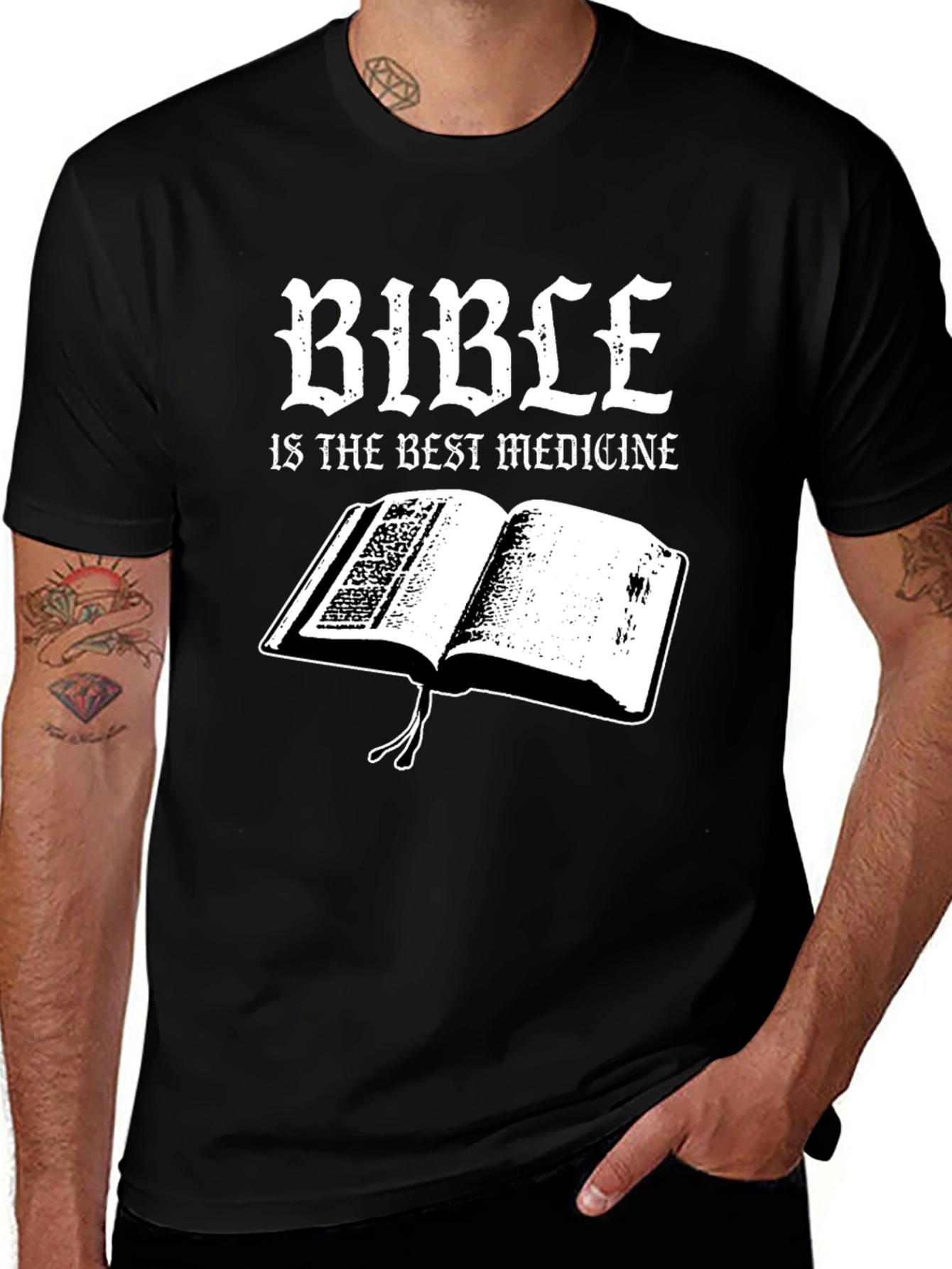 Bible is the Best Medicine Black T-Shirt