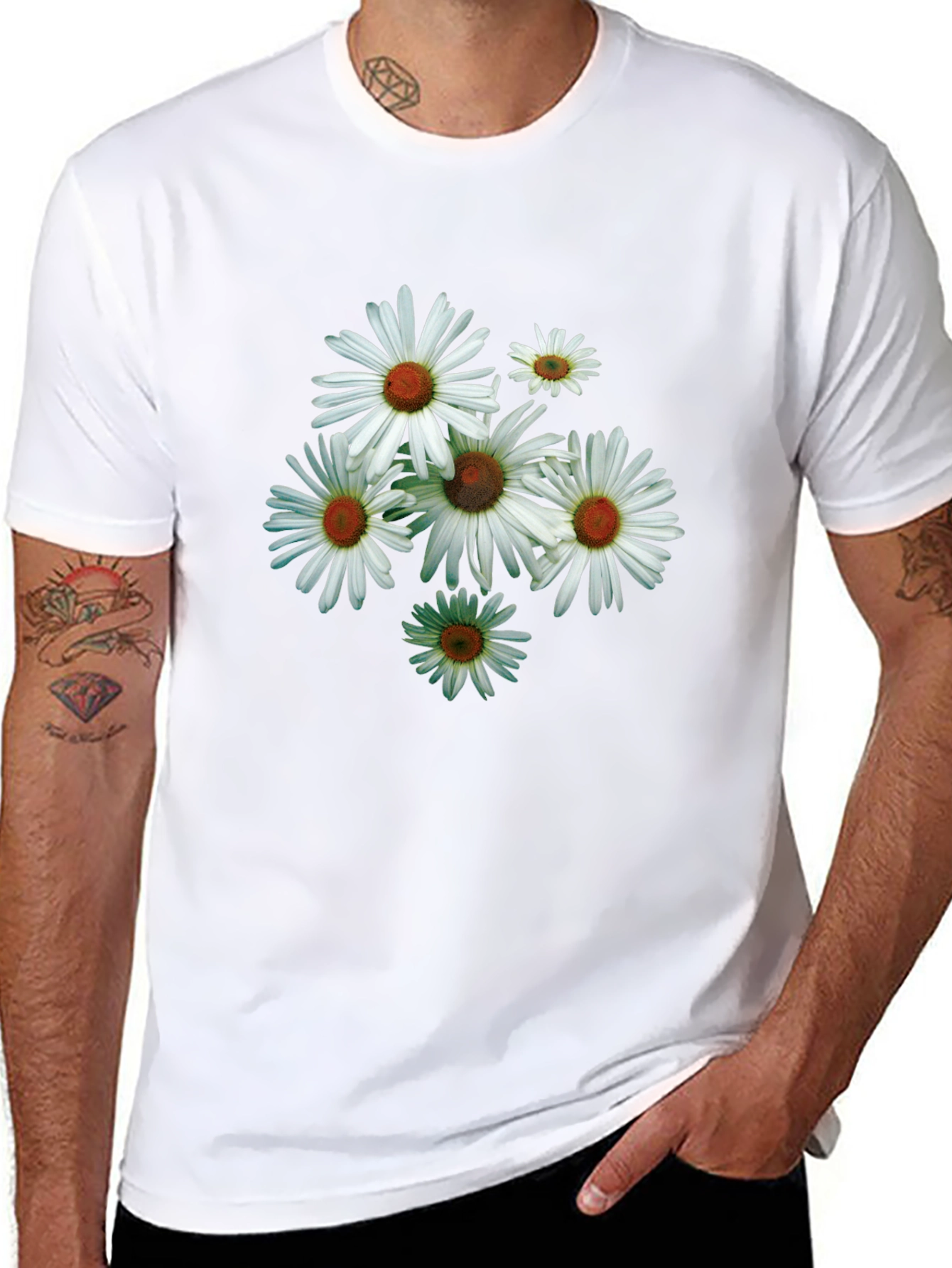 Daisy Flower Graphic Tee - Mens Black T-Shirt