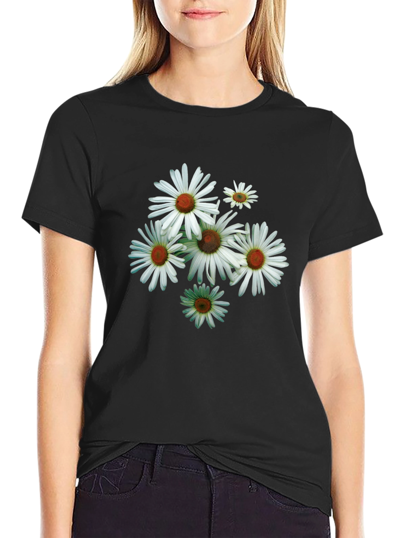 Daisy Flower Graphic Tee - Mens Black T-Shirt